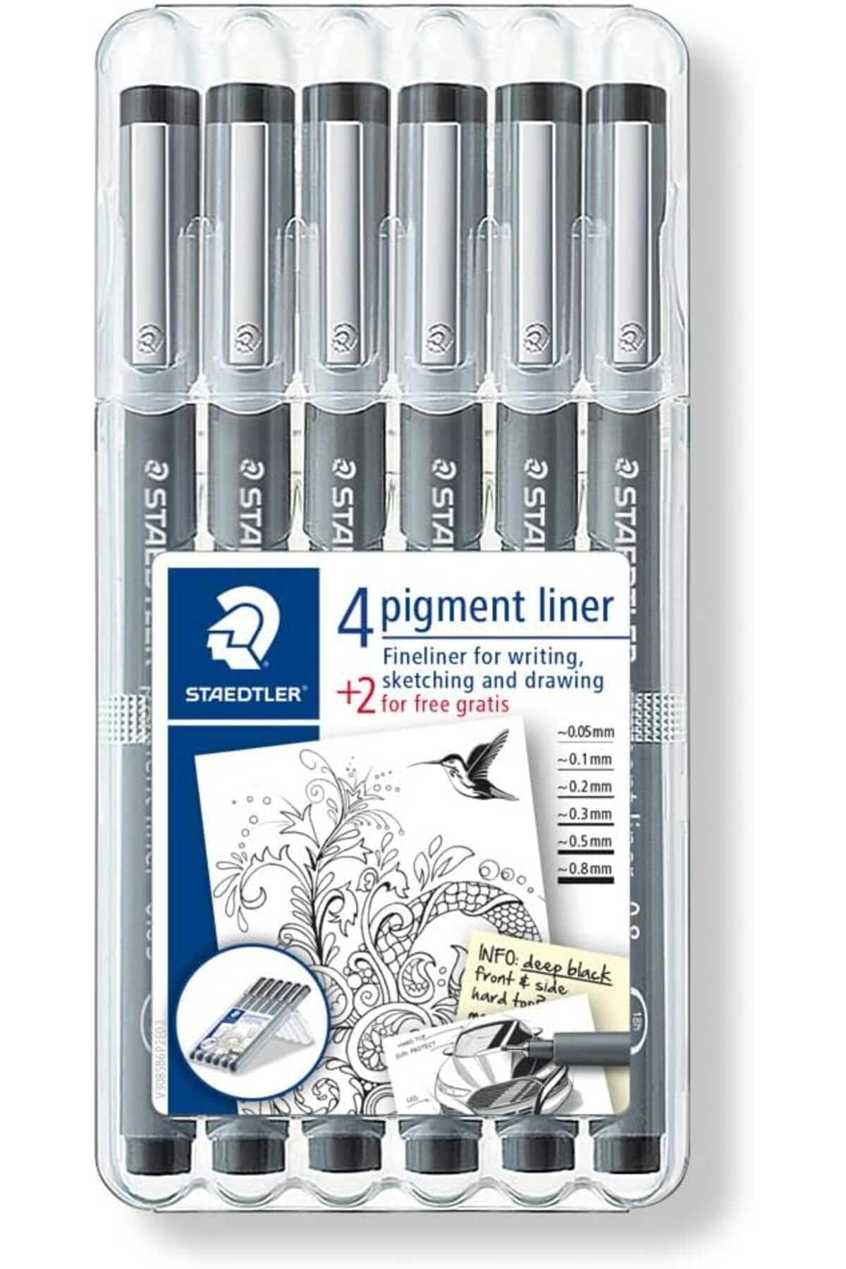 LUXE 308 Sb6P Pigment Liner Siyah 6'lı Set 0.05 0.1 0.2 0.3 0.5 0.8 mm LXSHP 1055529