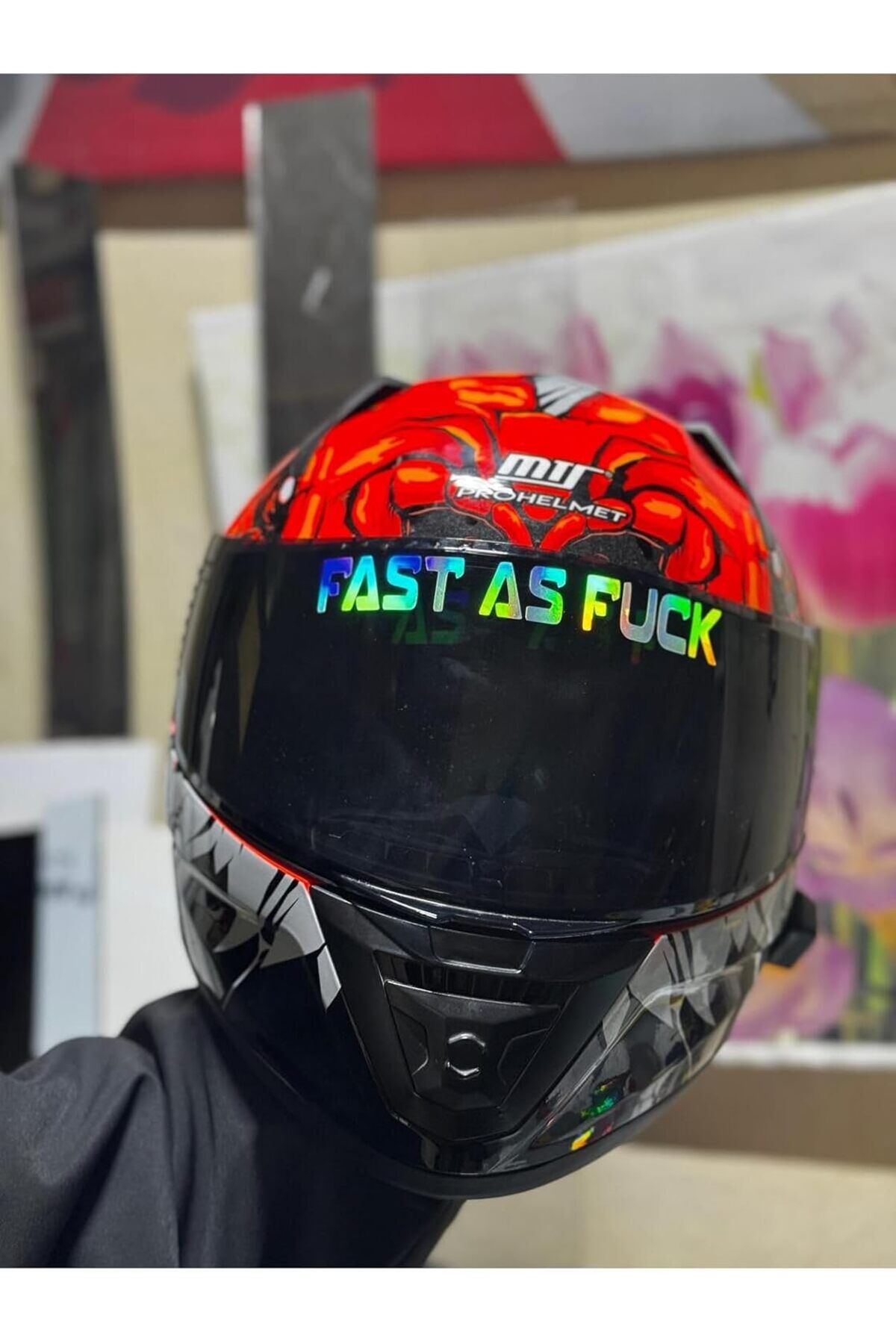 STOREMAX REKLAM FAST AS FUCK Sticker Hologram/Kask Sticker/Kask Etiket/Vizör Sticker/Vizör Etiket Çok Ren