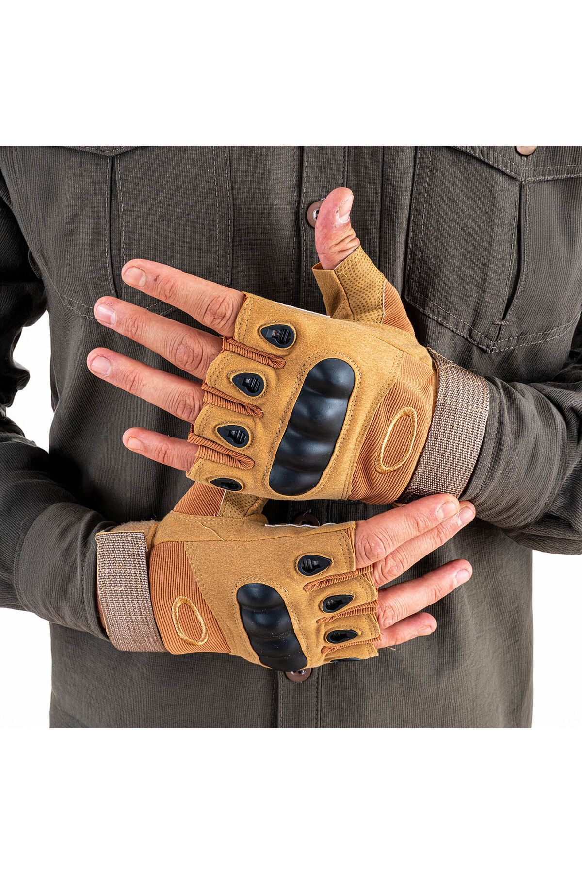 SAVEX Mănuși Tactice Bone Fără Degete - Nisip - 1108 Unisex - 2XL