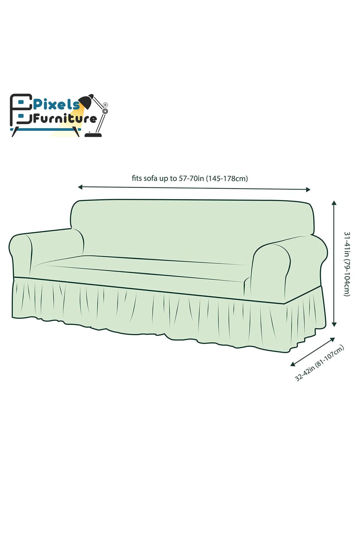 PixelsFurniture-Pixel Furniture 2-Person Sofa Cover, Stretchy, Anti-Wrinkle, Anti-Slip, Durable Washable Cover 4