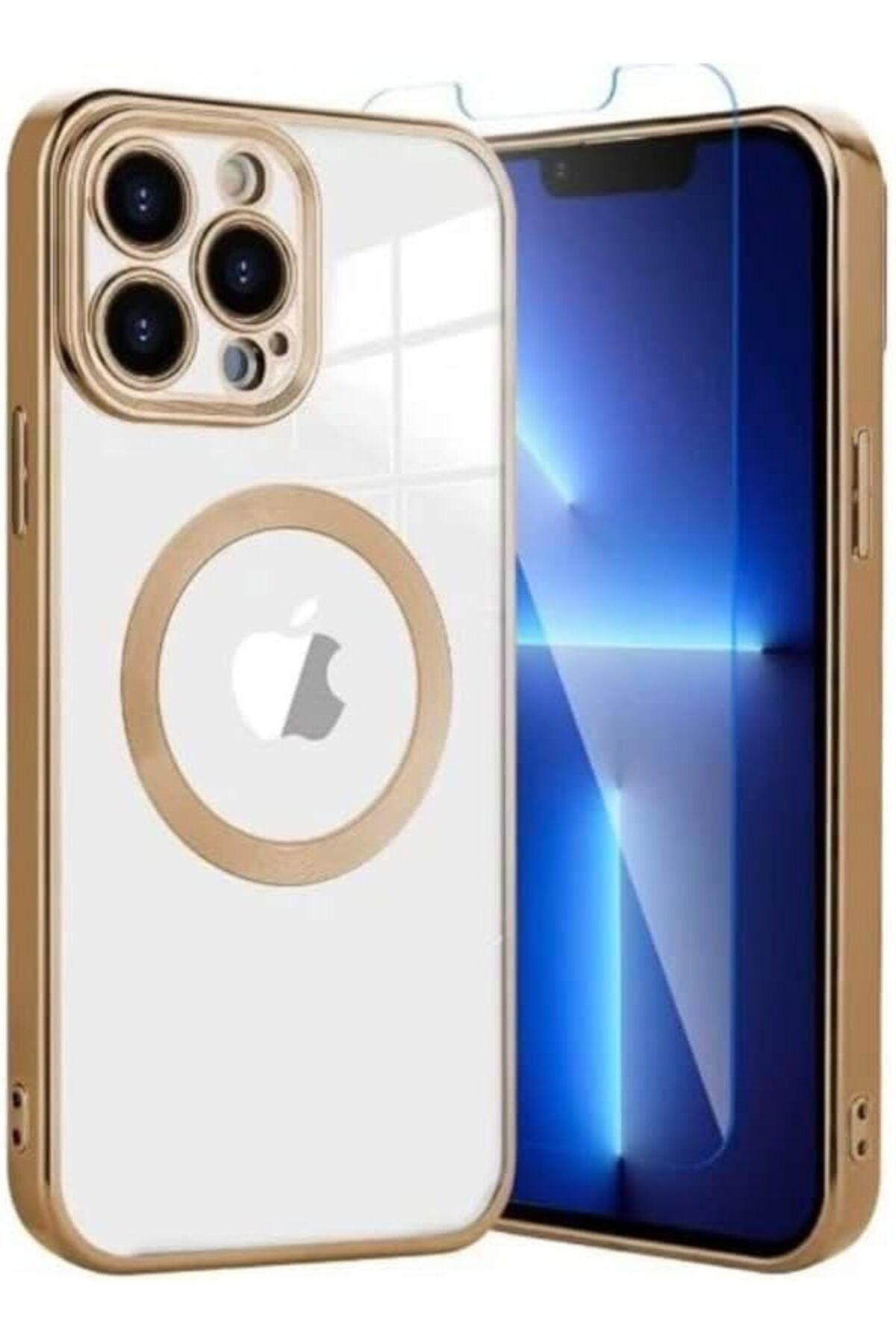 STOREMAX ELZ aks iPhone 13 pro Max uyumlu lens korumalı lazer kılıf gold FRNTR 1127478