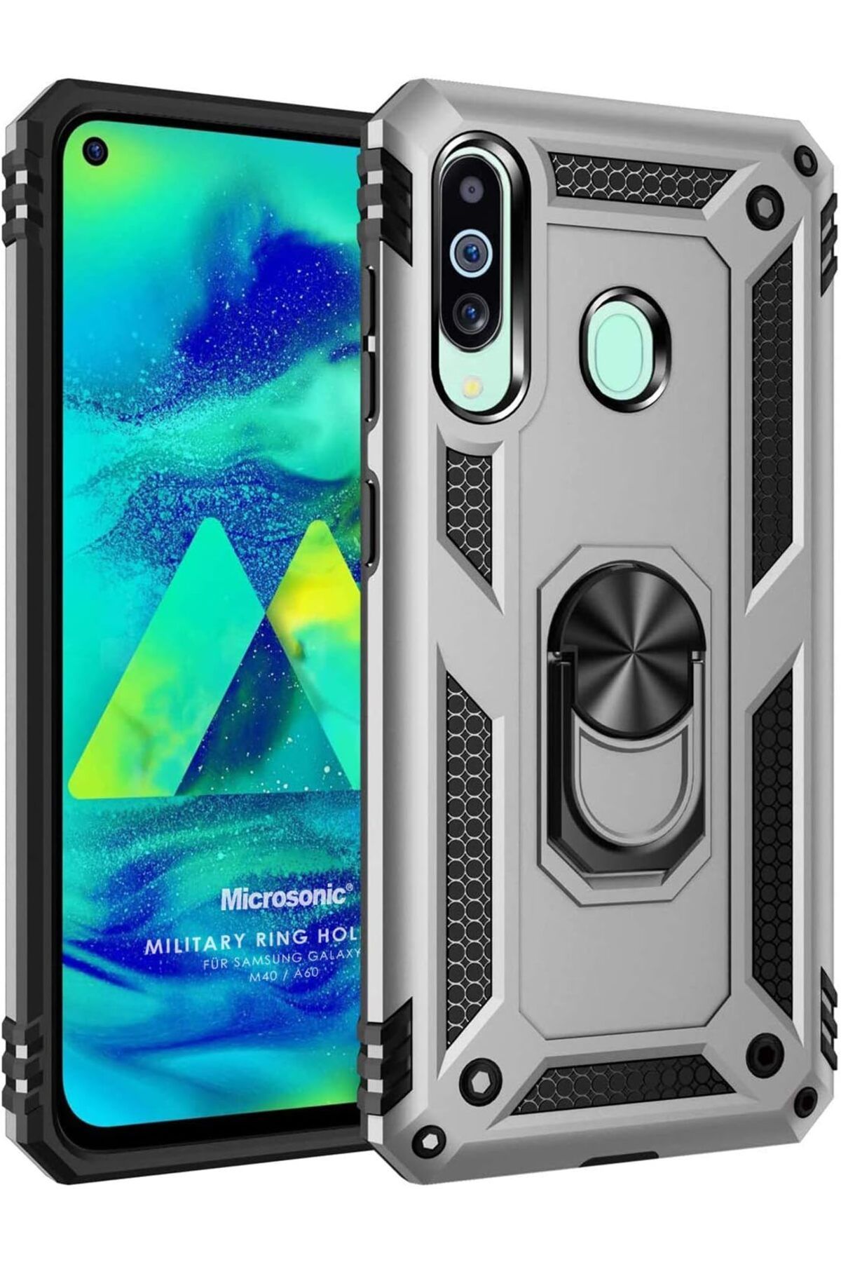 LUXE Galaxy A60 Kılıf Military Ring Holder Gümüş LXSHP 1055529