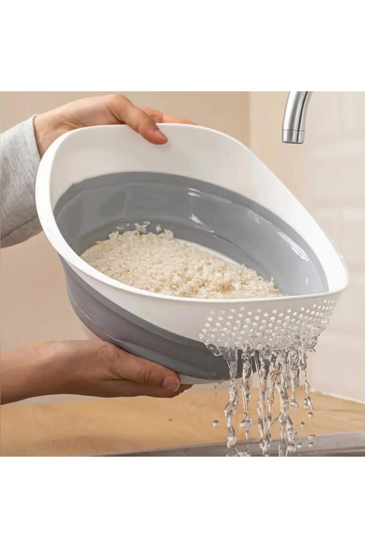 STOREMAX ELZ Katlanabilir Akordiyonlu Süzgeç, Mutfak Pirinç Meyve Sebze Süzgeci, BPA İçermez, 30 x 25 x