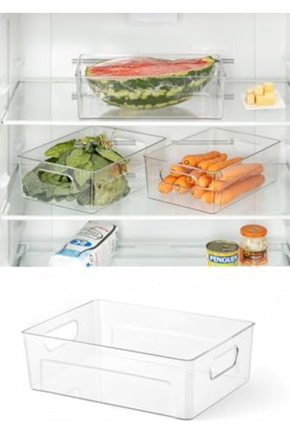 STOREMAX Kırılmaz Ultra Dayanıklı Buzdolabı Düzenleyici Organizer Kutu Şeffaf - 28x19x9cm