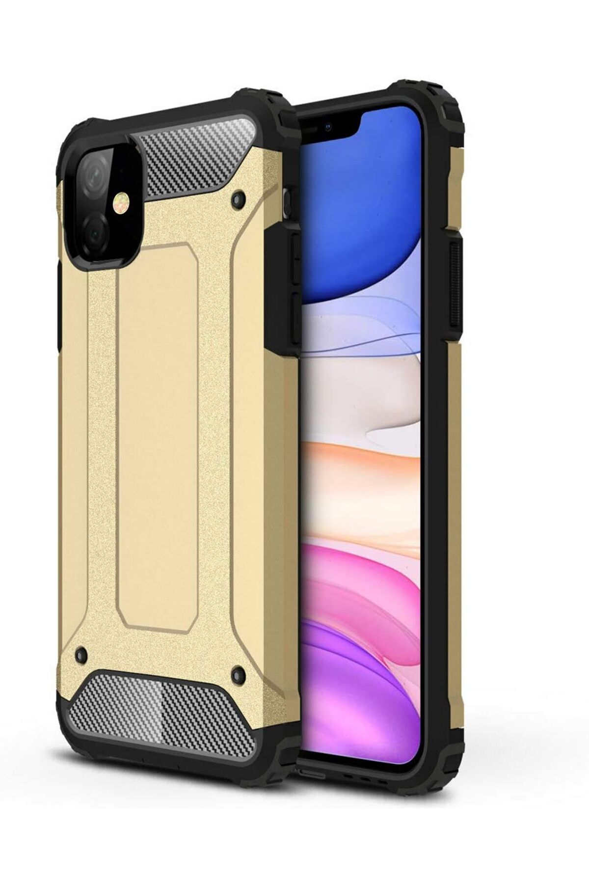 STOREMAX ELZ iPhone 11 (6.1'') için Kılıf Rugged Armor Gold [iPhone 11 ile Uyumlu Kılıf - Gold] FRNTR 11