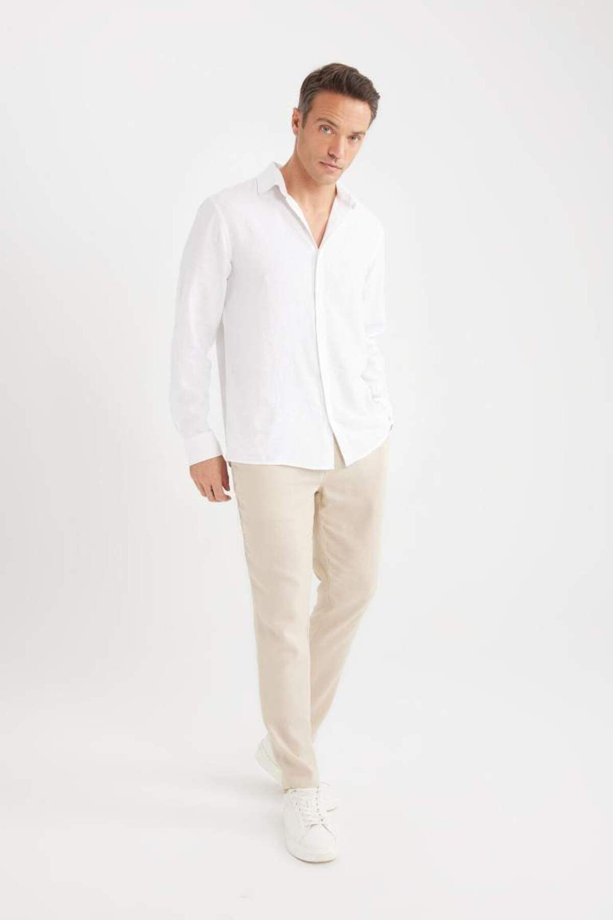 DeFacto-New Season Summer Jogger Linen Straight Leg Trousers 3
