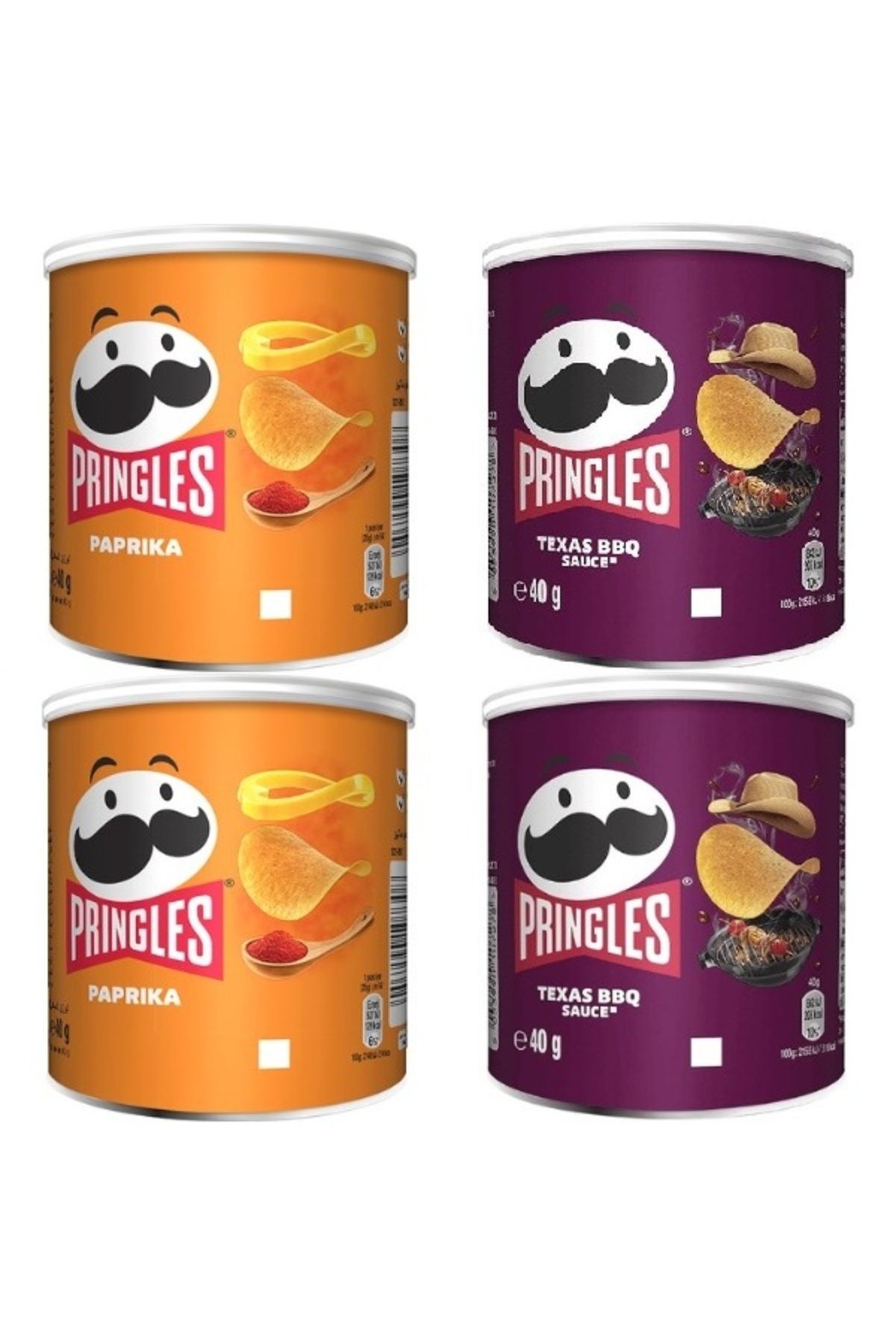 Pringles 2x Paprika & 2x Texas BBQ 4X40GR