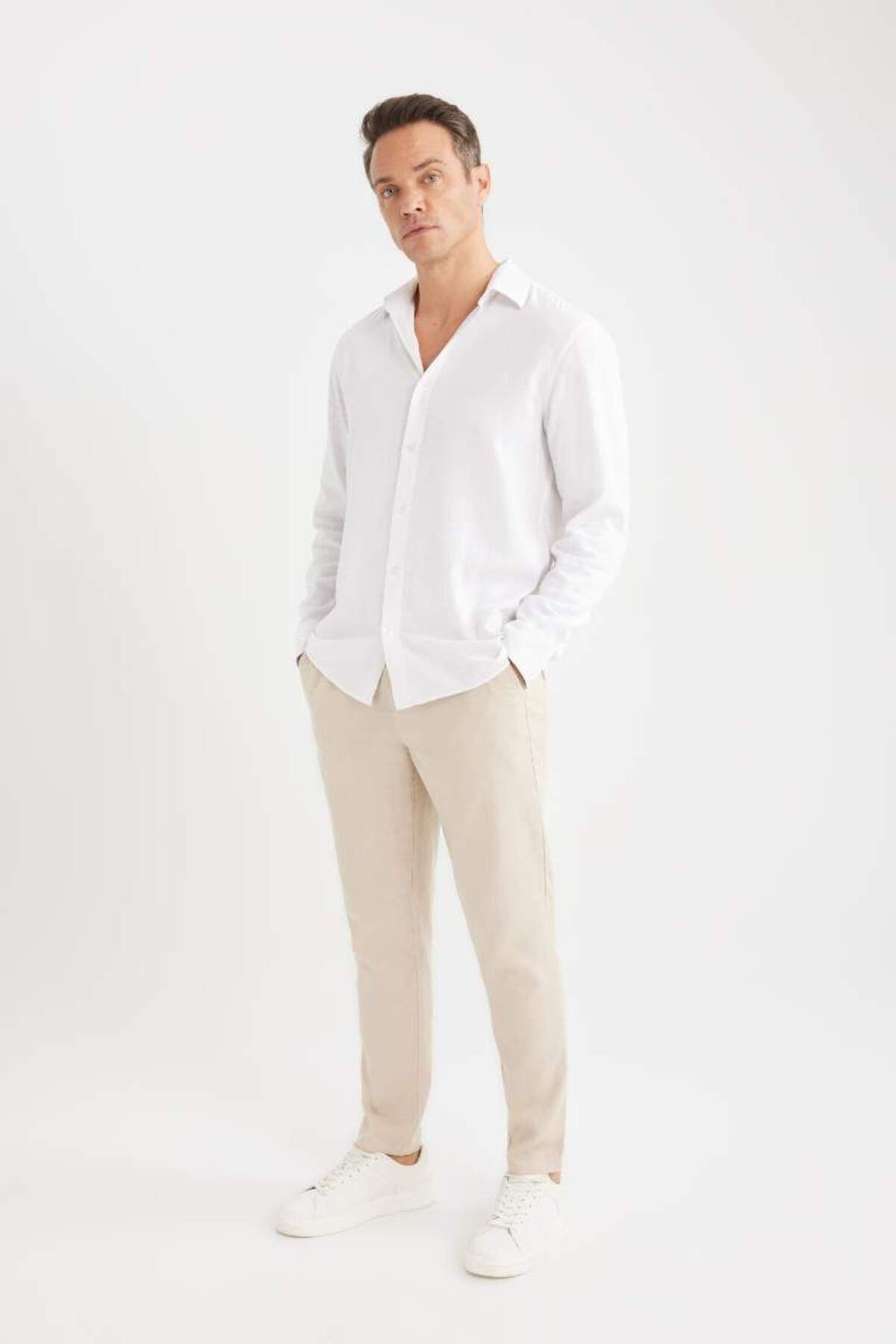 DeFacto-New Season Summer Jogger Linen Straight Leg Trousers 2