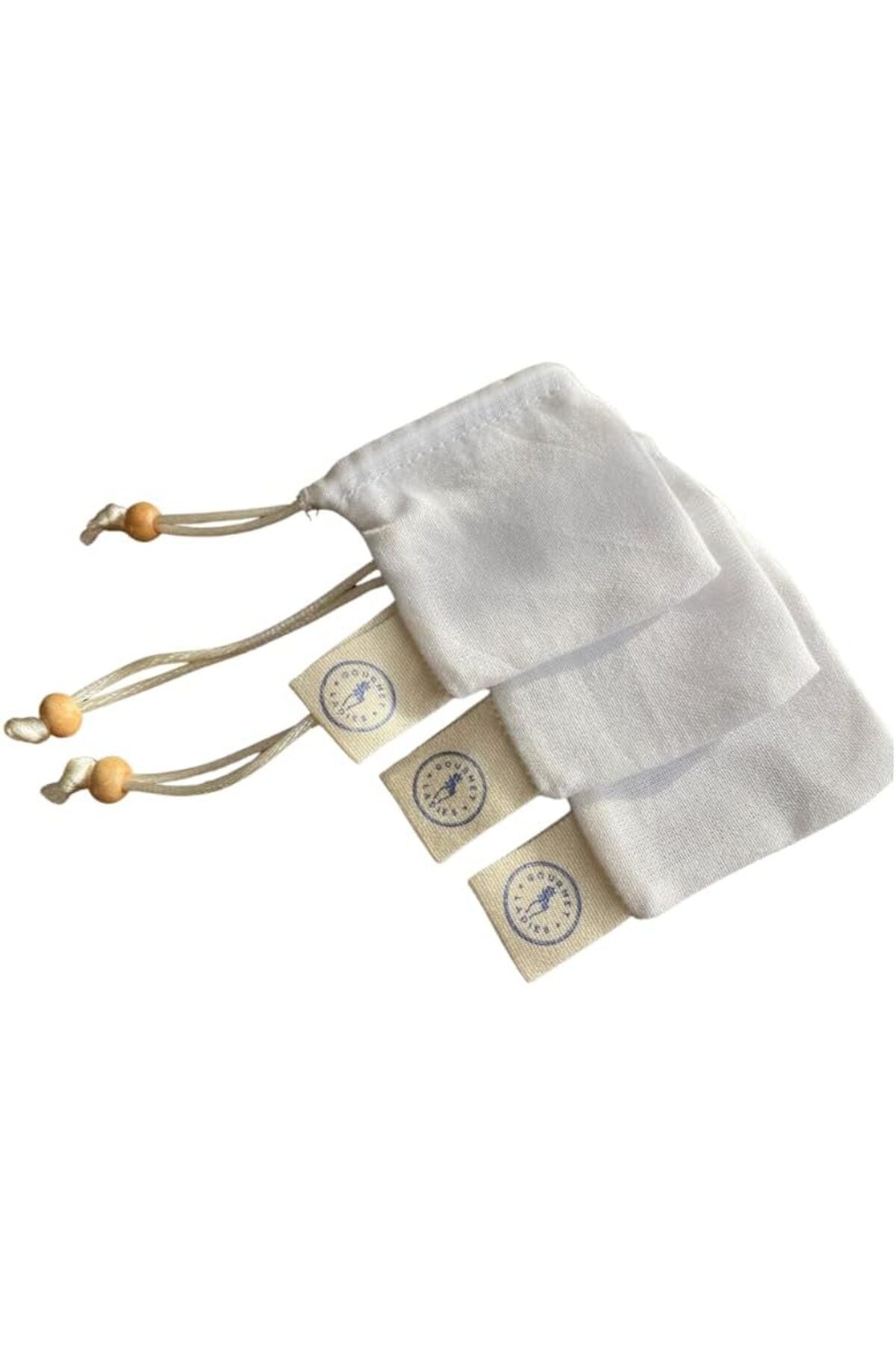 LUXE Ladies Yeniden Kullanılabilir Kumaş Çay Kesesi, 3 Adet,%100 Ağartılmamış Ham Pamuk LXSHP 105