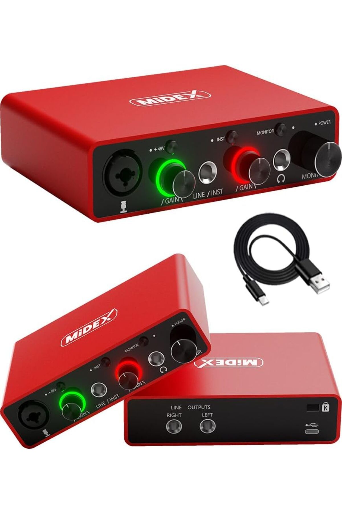 STOREMAX GLX-700RD Üst Segment Usb Stüdyo Ses Kartı 2 Giriş 2 Çıkış 24bit/192kHz FxYM 1126906