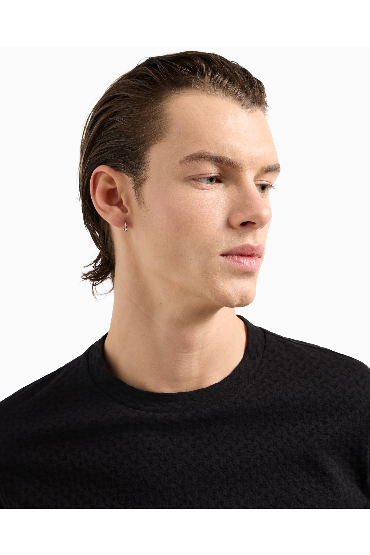 Emporio Armani-Men's Regular Fit Pure Cotton Jacquard Short Sleeve Black1 T-Shirt Em 001289   Af10762-Fc156 4