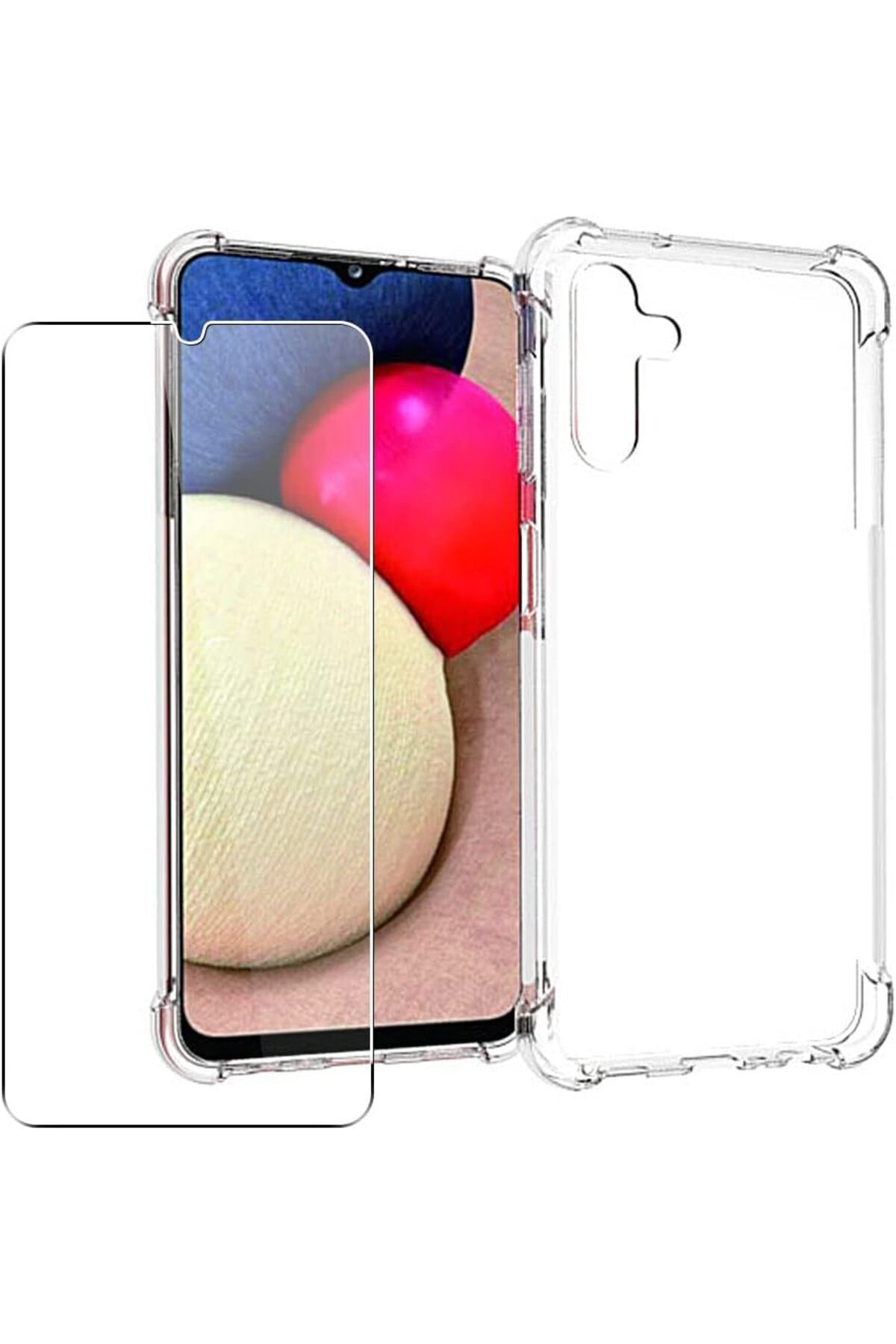 STOREMAX ELZ Galaxy A04s ile Uyumlu Kılıf, Yumuşak Jel Şeffaf Kapak [Hava Yastığı Köşeleri] + Temper