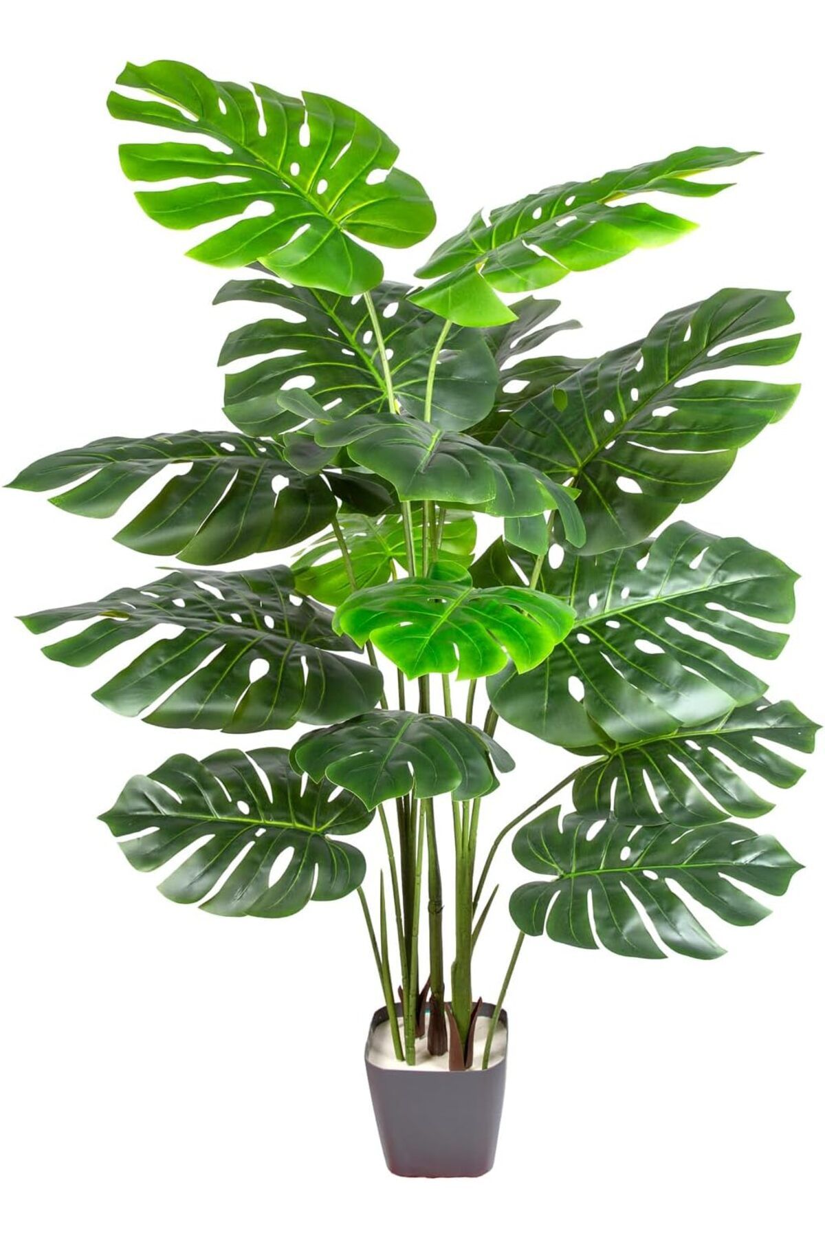 Mu Art Ahşap Mrt Yapay Monstera - Deve Tabanı Ağacı Gerçek Dokulu 15 Yaprak 145 Cm. Art 871301