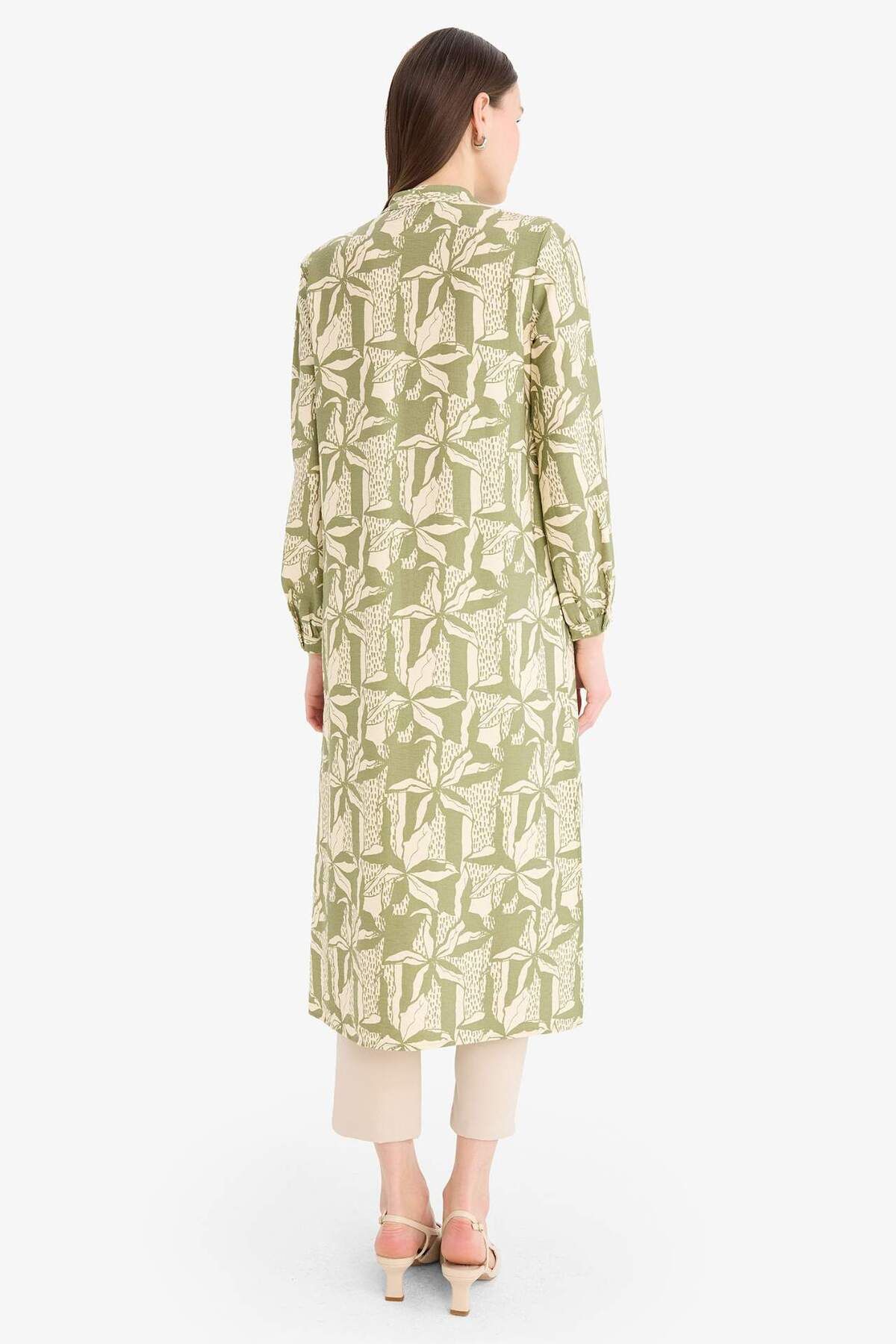 DeFacto-Regular Fit Patterned Stand Collar Long Sleeve Above Knee Length Tunic D9861Ax25Sm 5