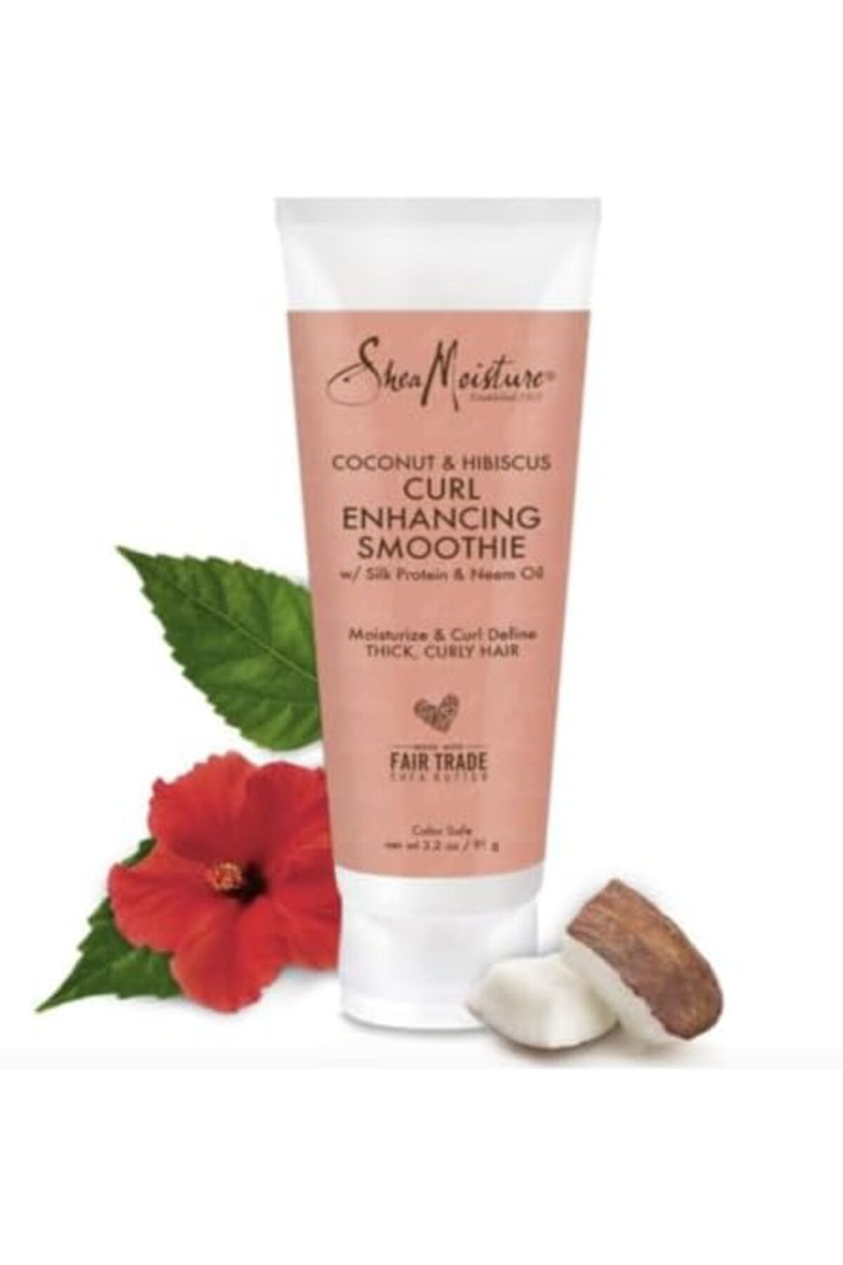 Shea Moisture-كريم سموثي جوز الهند والكركديه لتعزيز تجعيد الشعر - 3.2 أونصة (عبوة من قطعتين) 4