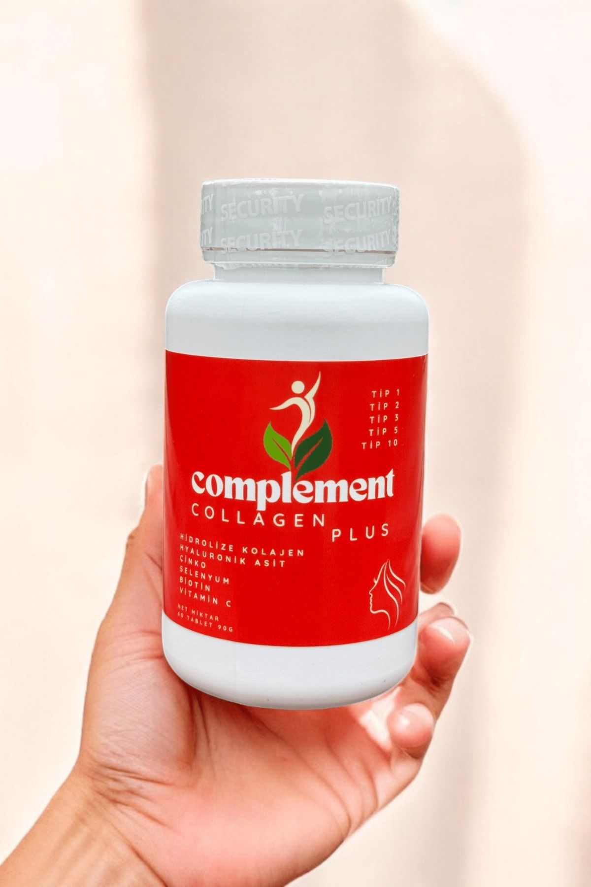 COMPLEMENT-Collagen Plus 60 Tablets - Number 1 2 3 5 10 Hydrolyzed Elastin Hyaluronic, Acid and Vitamin C Boost 3