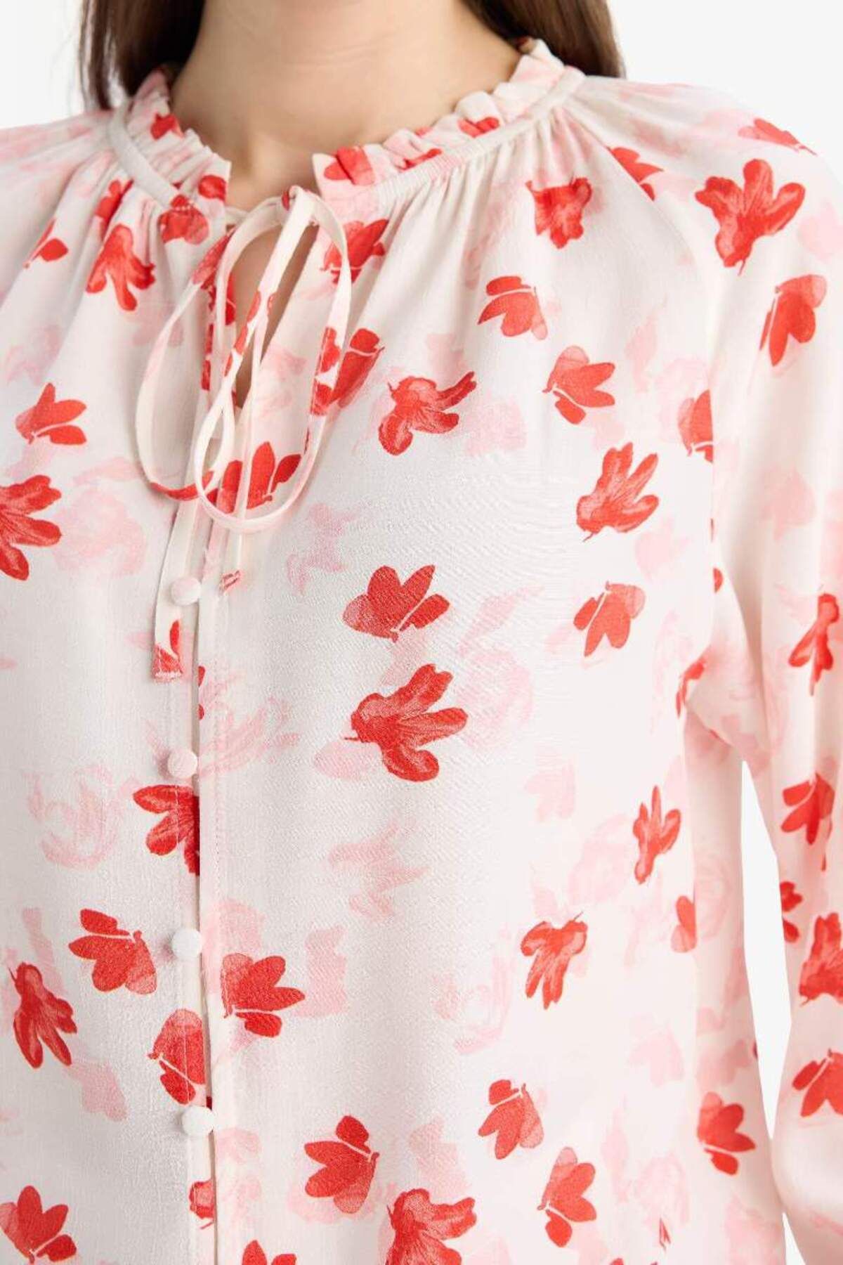 DeFacto-Regular Fit Patterned Maroccan Long Sleeve Blouse E7637Ax25Sp 8