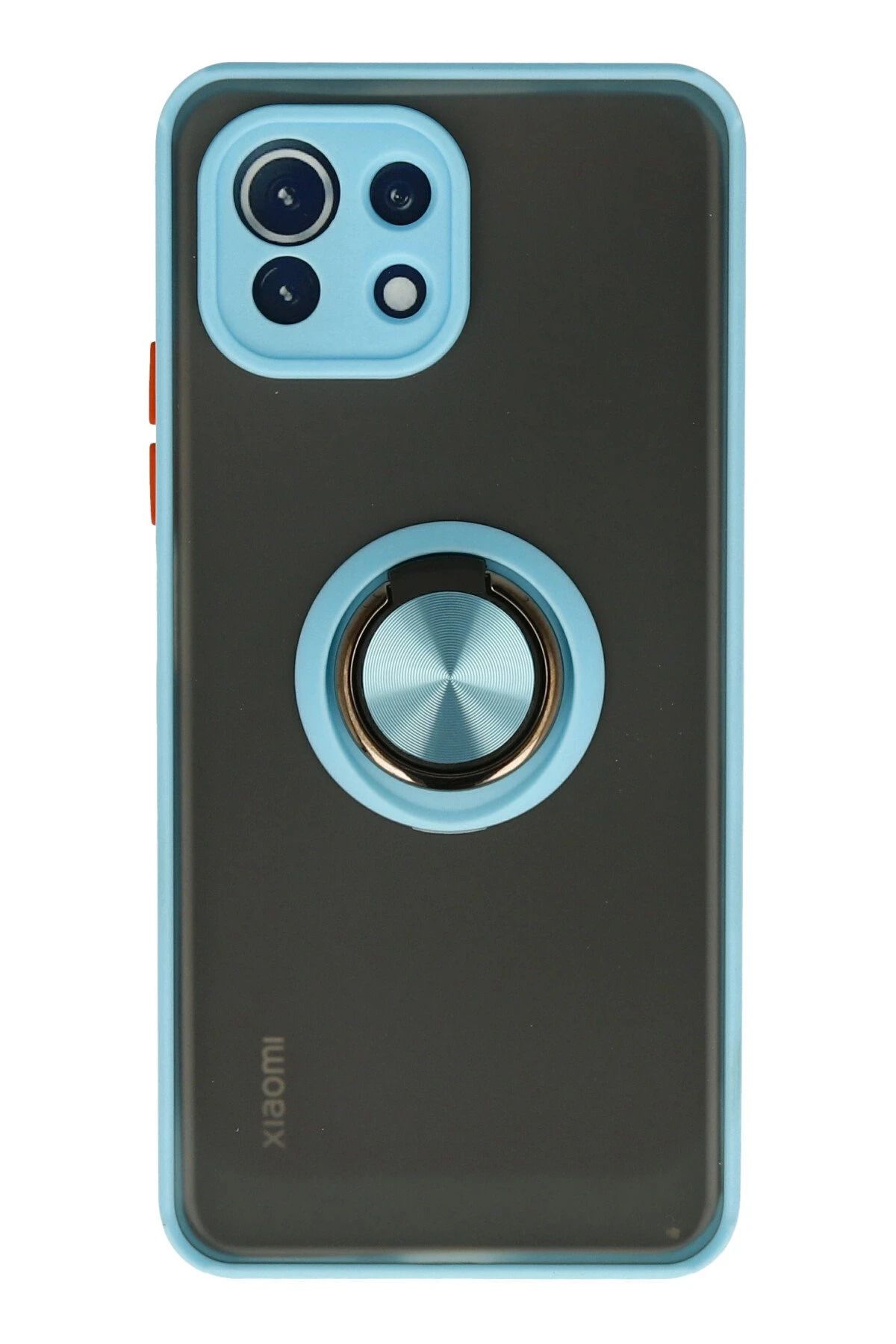 NewFace Xiaomi Mİ 11 Lite Kılıf Montreal Yüzüklü Silikon Kapak - Buz Mavi JOJUA