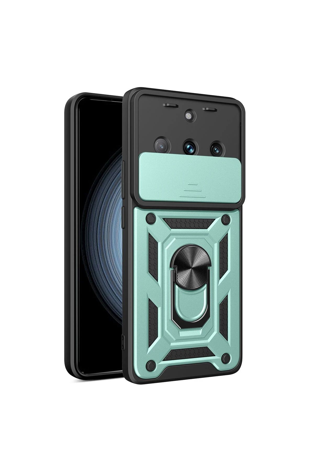 NewFace Realme 11 Pro Kılıf Pars Lens Yüzüklü Silikon - Yeşil JOJUA