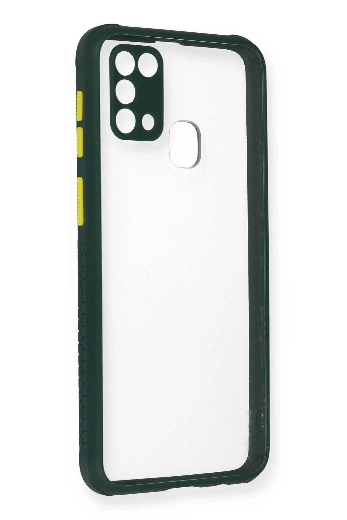 NewFace Samsung Galaxy M31 Kılıf Miami Şeffaf Silikon - Koyu Yeşil BSTMY