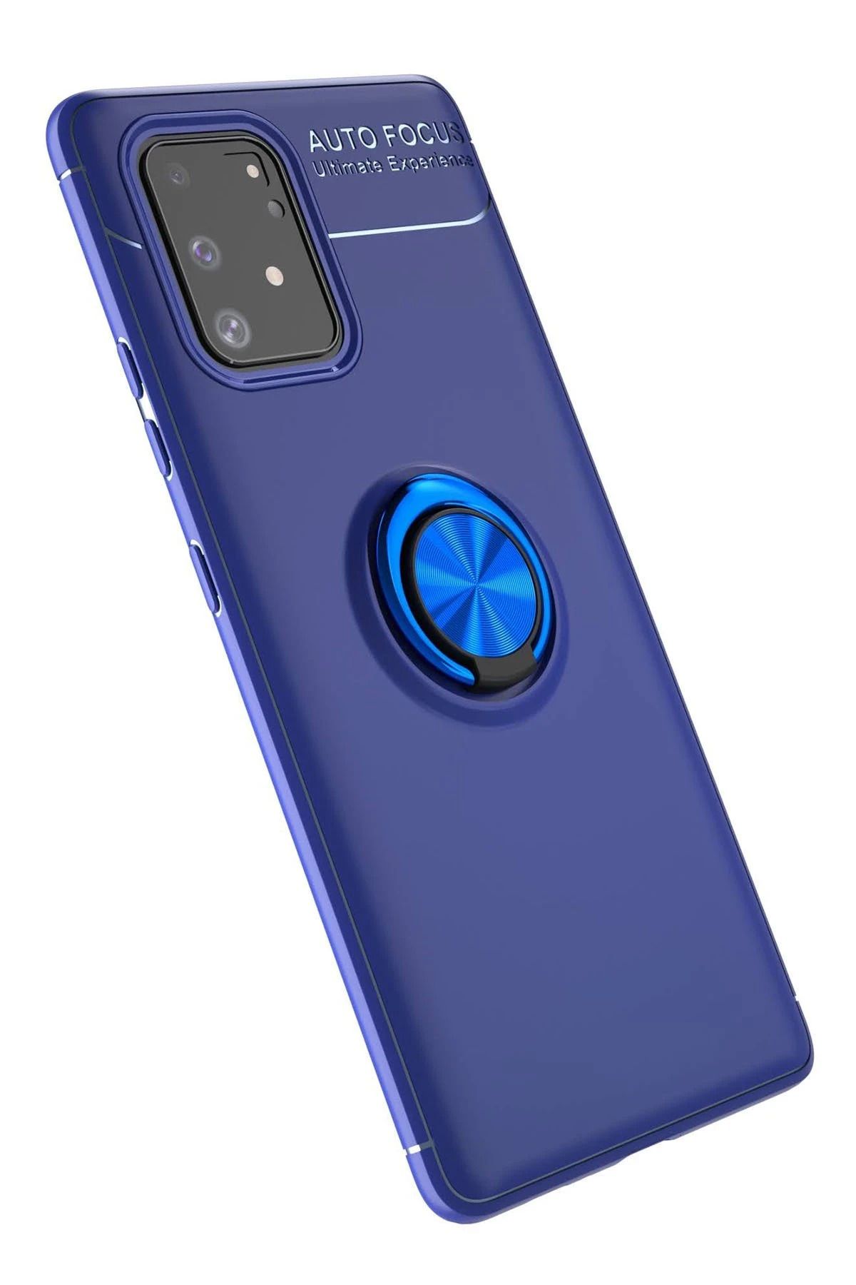 NewFace Samsung Galaxy A91 / S10 Lite Kılıf Range Yüzüklü Silikon - Mavi BSTMY