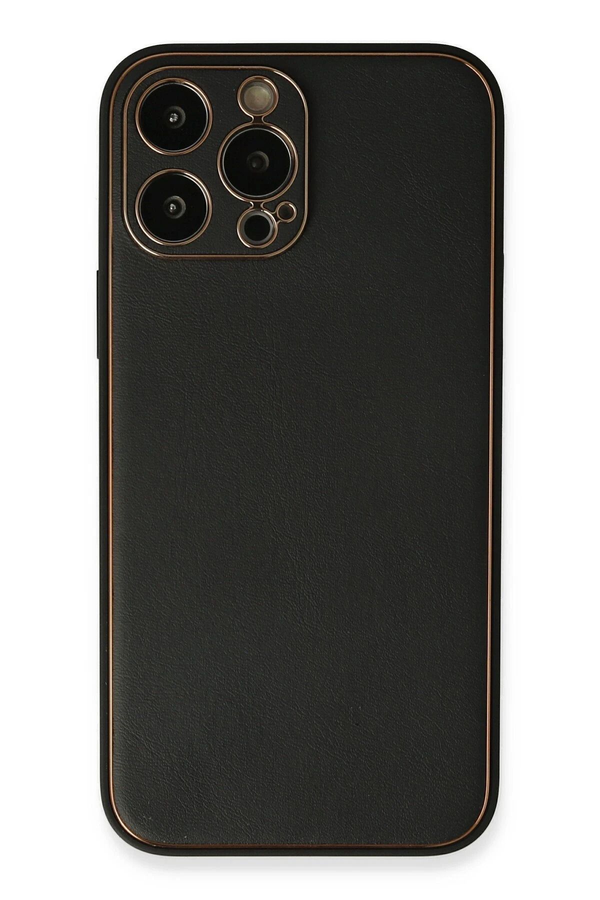 NewFace iPhone 13 Pro Max Kılıf Coco Deri Silikon Kapak - Siyah YNSMR