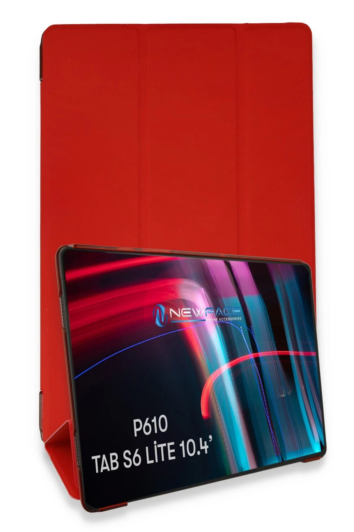 NewFace Samsung Galaxy P610 Tab S6 Lite 10.4 Kılıf Tablet Smart Kılıf - Kırmızı BSTMY