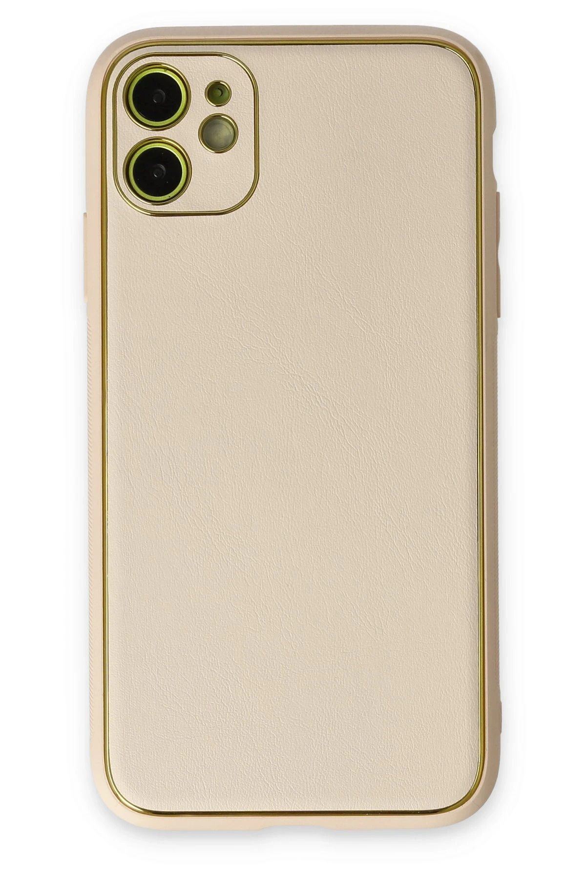 NewFace iPhone 12 Kılıf Coco Deri Silikon Kapak - Gold FERRG