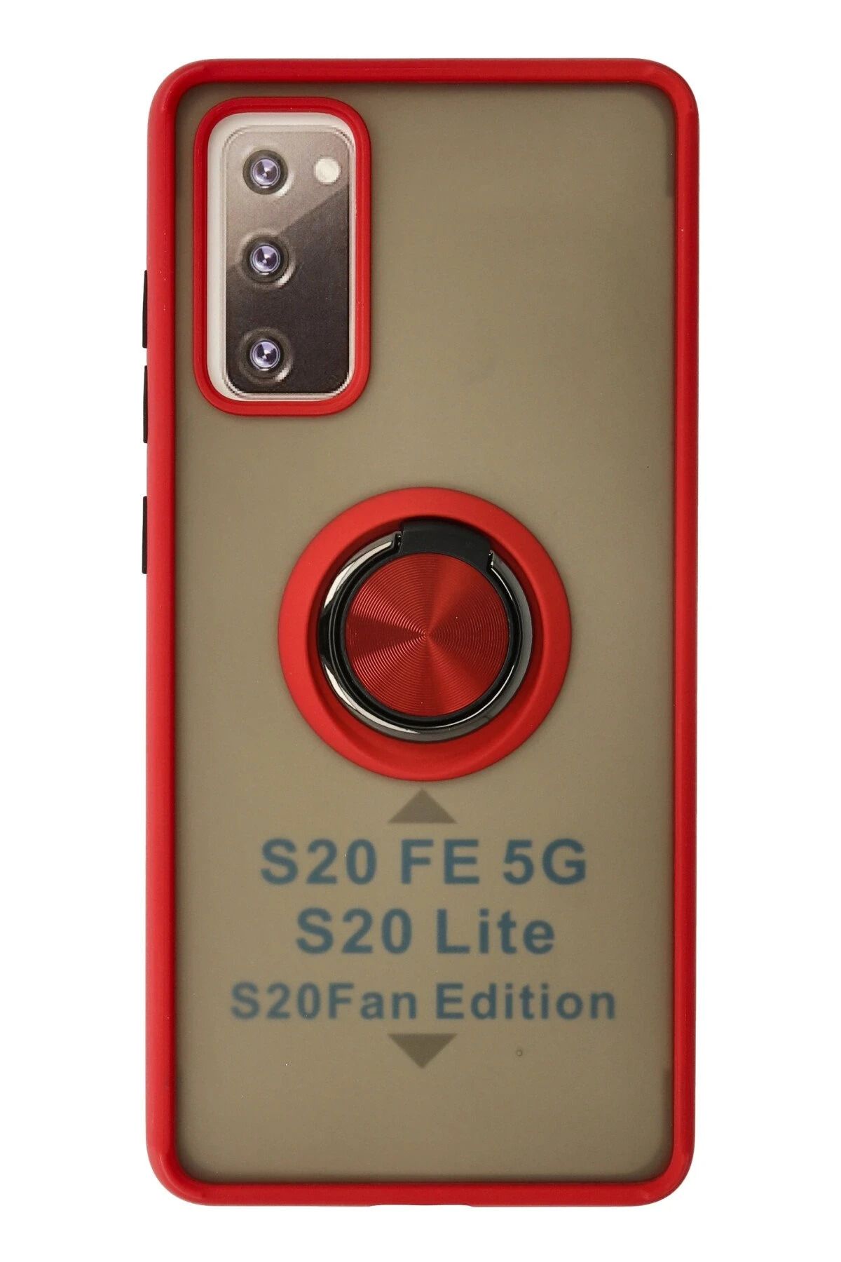 NewFace Samsung Galaxy S20 FE Kılıf Montreal Yüzüklü Silikon Kapak - Kırmızı HNZRN