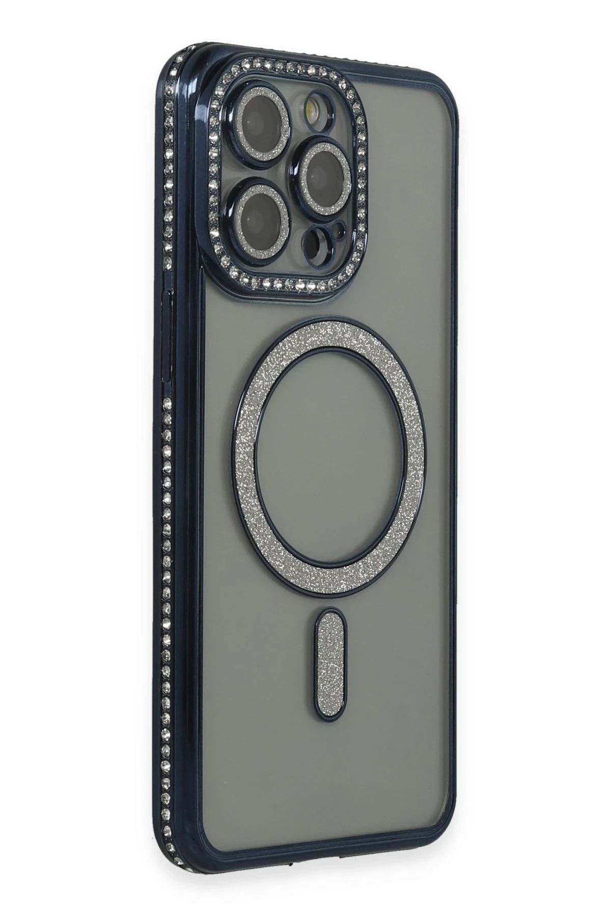 NewFace iPhone 14 Pro Kılıf Joke Simli Magneticsafe Kılıf - Lacivert HNZRN