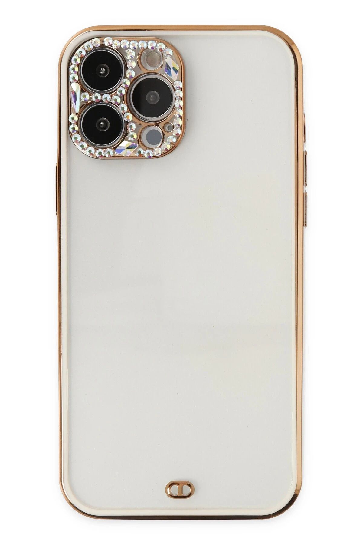 NewFace iPhone 13 Pro Kılıf Liva Taşlı Silikon - Beyaz JOJUA