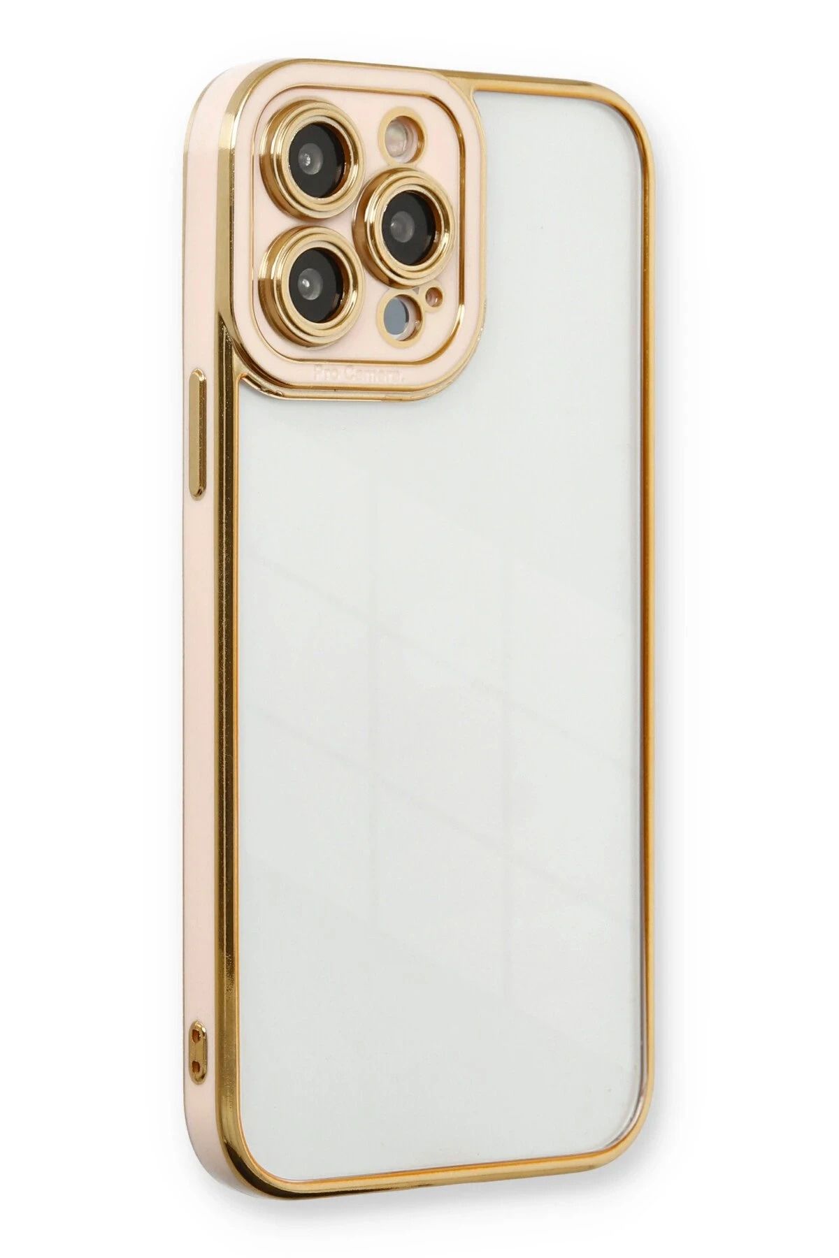 NewFace iPhone 13 Pro Max Kılıf Liva Lens Silikon - Pudra YNSMR