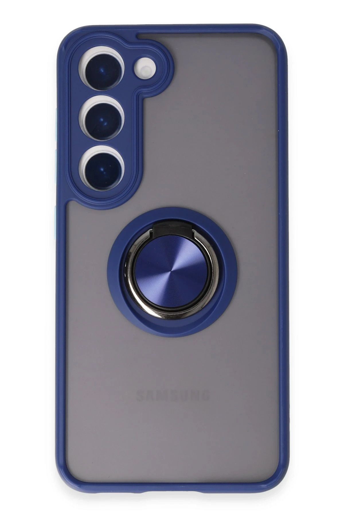 NewFace Samsung Galaxy S23 Kılıf Montreal Yüzüklü Silikon Kapak - Lacivert YNSMR