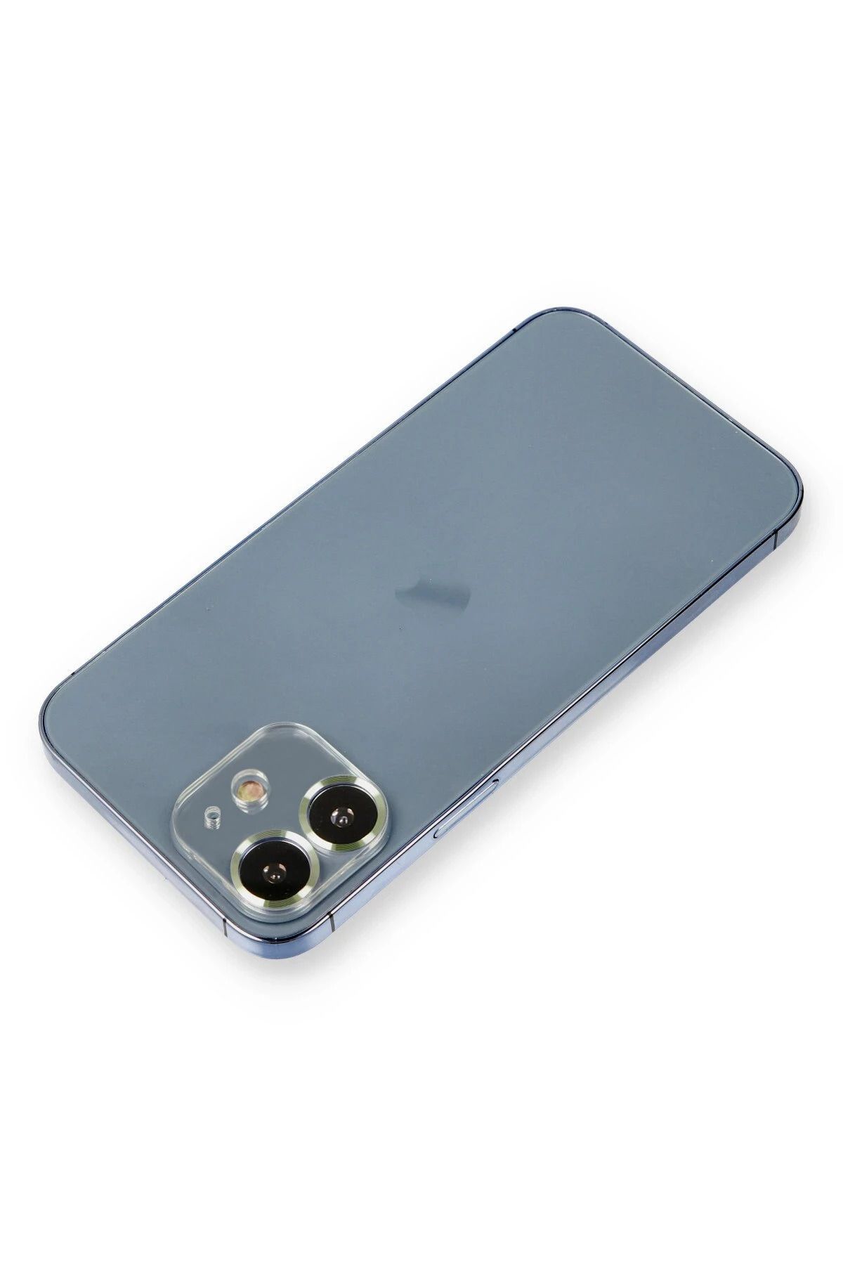 NewFace Uyumlu iPhone 12 Metal Kamera Lens Koruma Cam - Açık Yeşil
