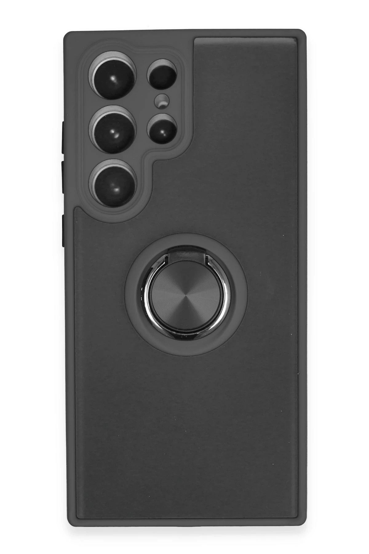 NewFace Samsung Galaxy S23 Ultra Kılıf Montreal Yüzüklü Silikon Kapak - Siyah NRMSA