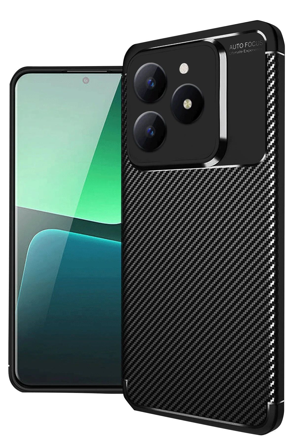 NewFace Realme C61 Kılıf Auto Focus Karbon Kapak - Siyah BSTMY
