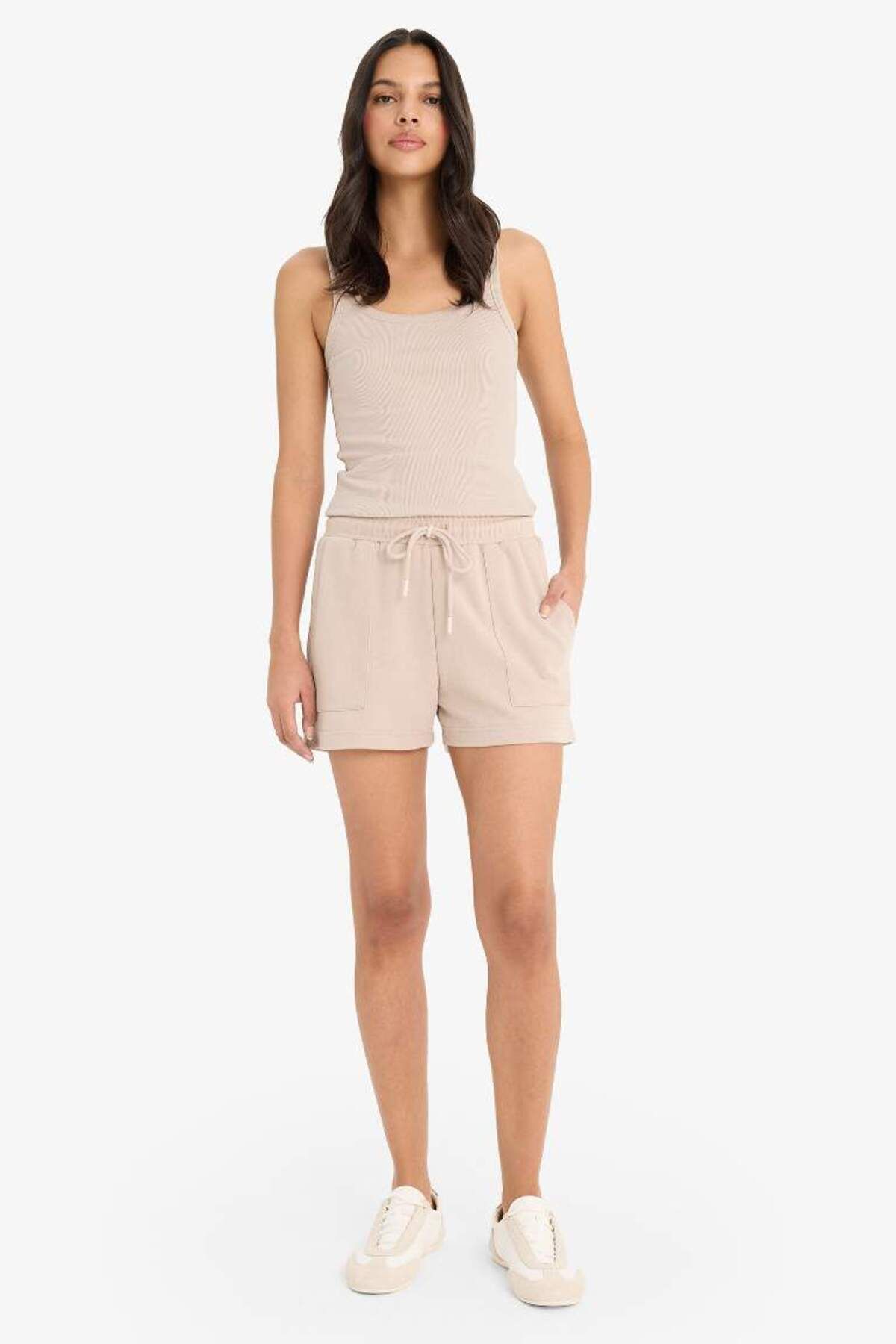 DeFacto-Regular Fit Stretchy Waisted Lace up Bermuda Shorts D3327Ax25Sp 4