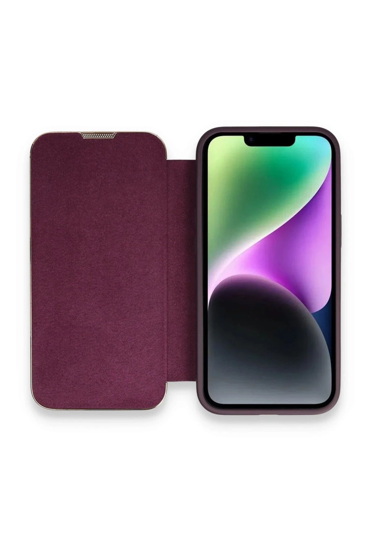 NewFace iPhone 14 Kılıf Dolpin Kapaklı - Derin Mor JOJUA
