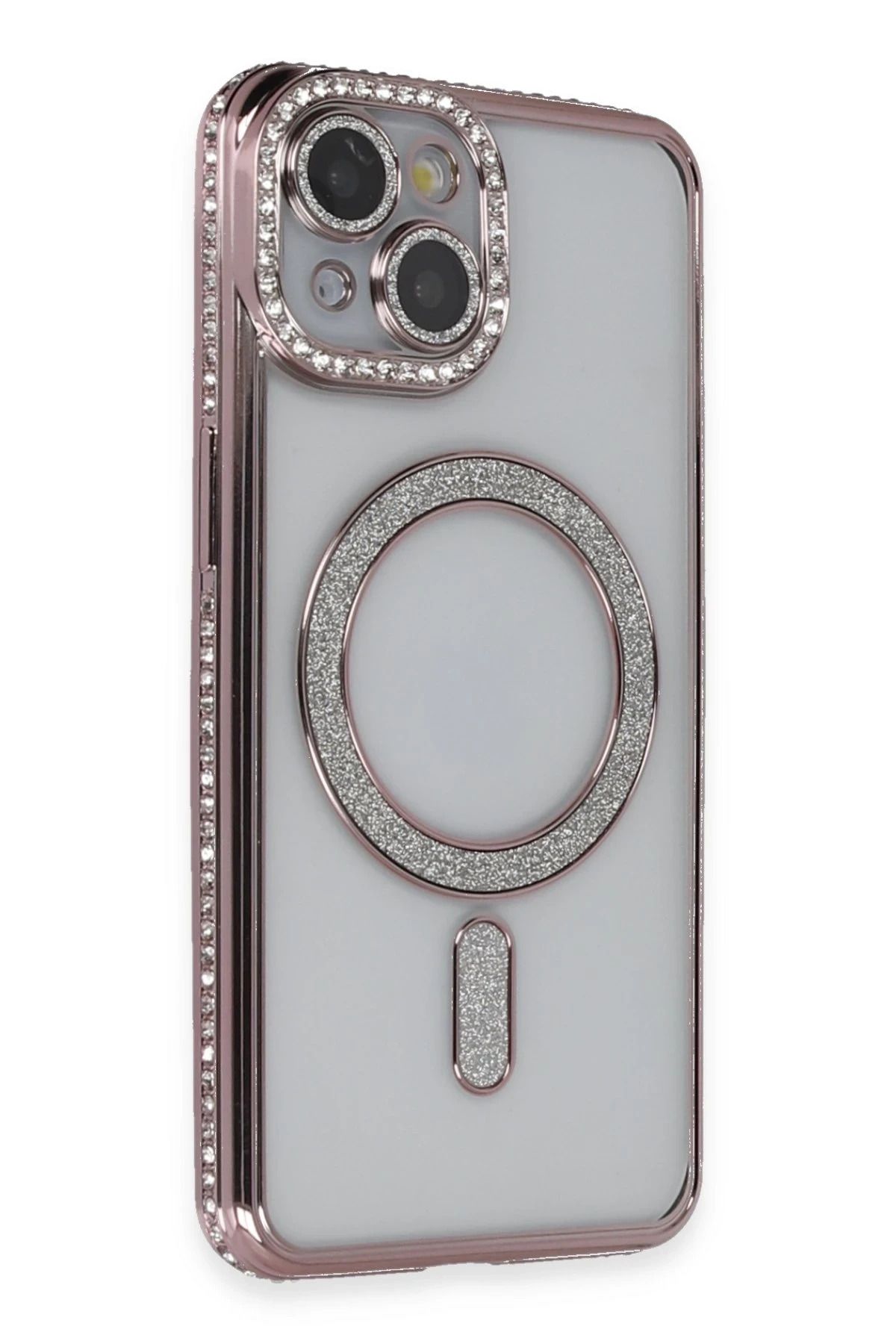 NewFace iPhone 14 Kılıf Joke Simli Magneticsafe Kılıf - Pembe BSTMY