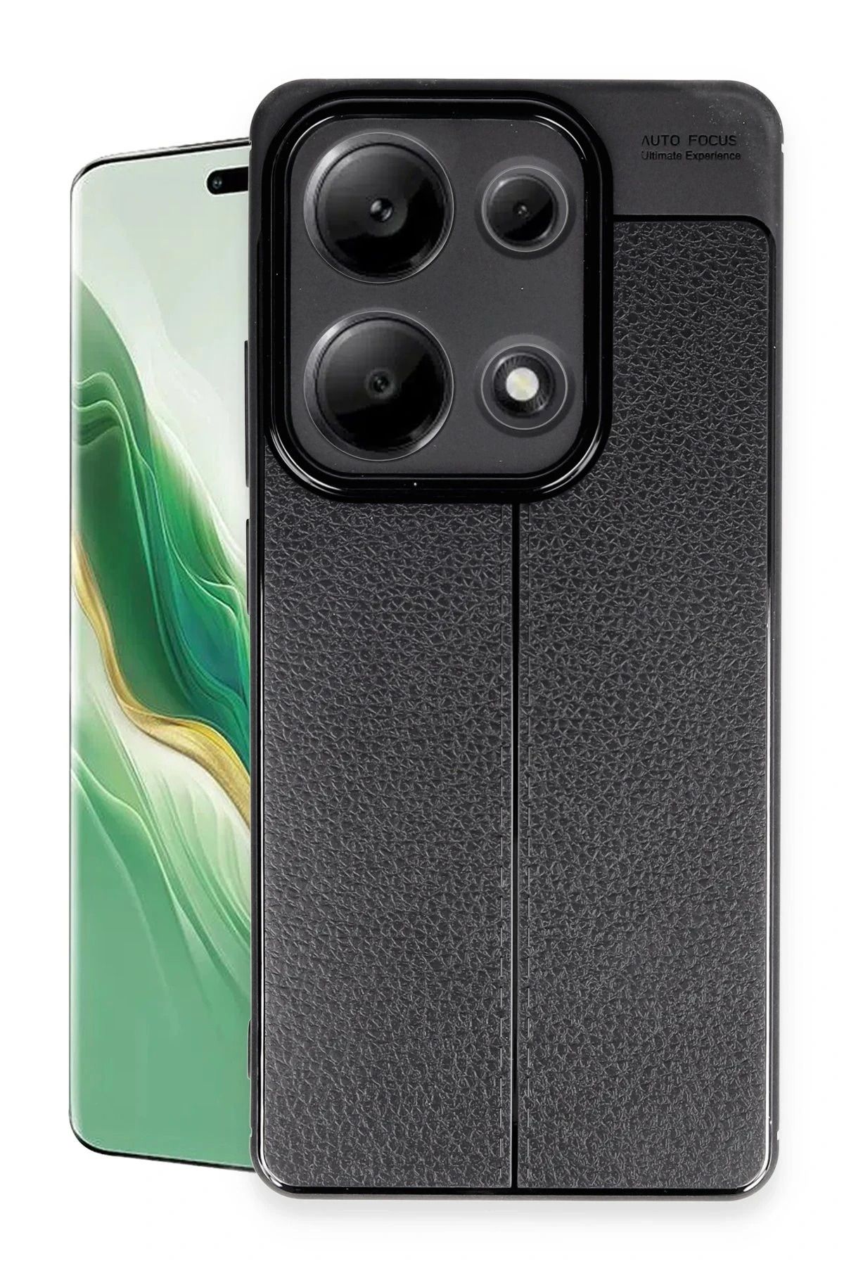 cepmoda Xiaomi REDMİ NOTE 13 PRO (4G) - Karbon Deri Tasarımlı Silikon Telefon Kılıfı - SİYAH