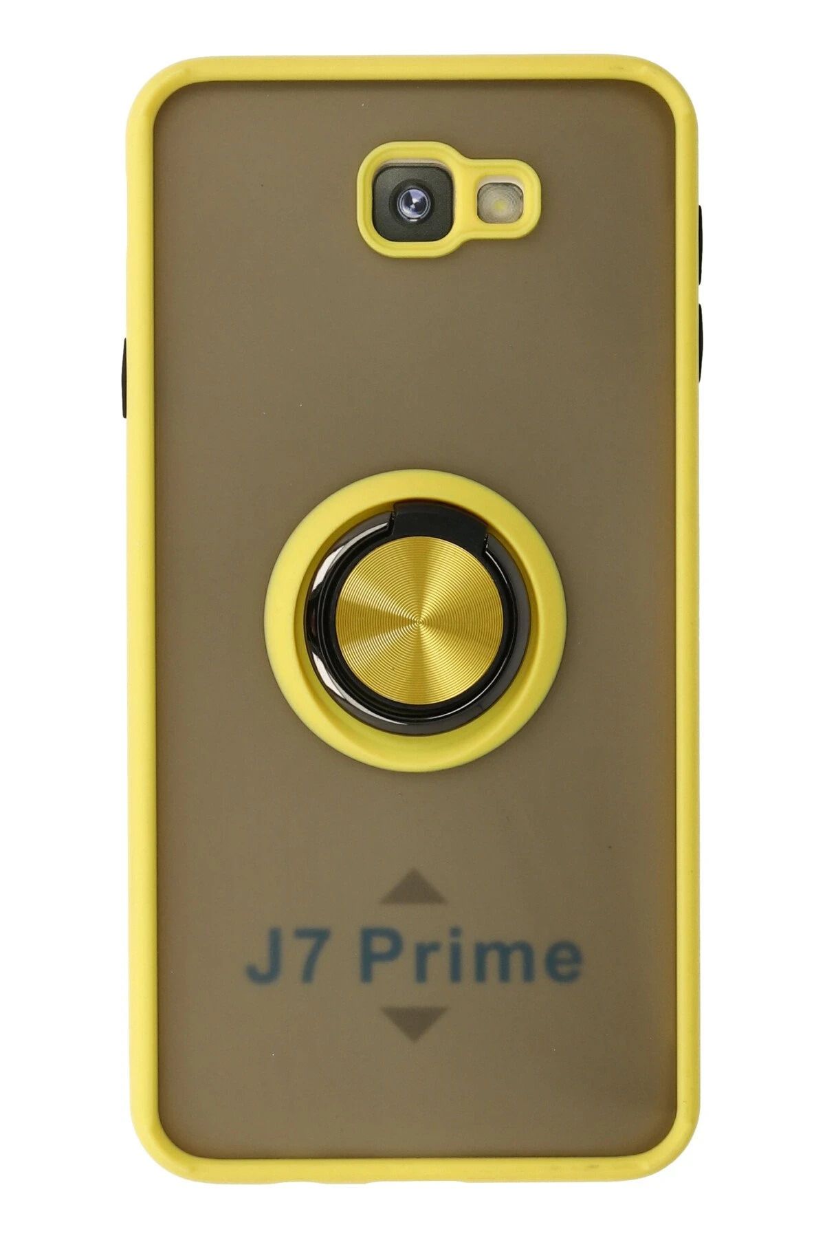 NewFace Samsung Galaxy J7 Prime Kılıf Montreal Yüzüklü Silikon Kapak - Sarı BSTMY