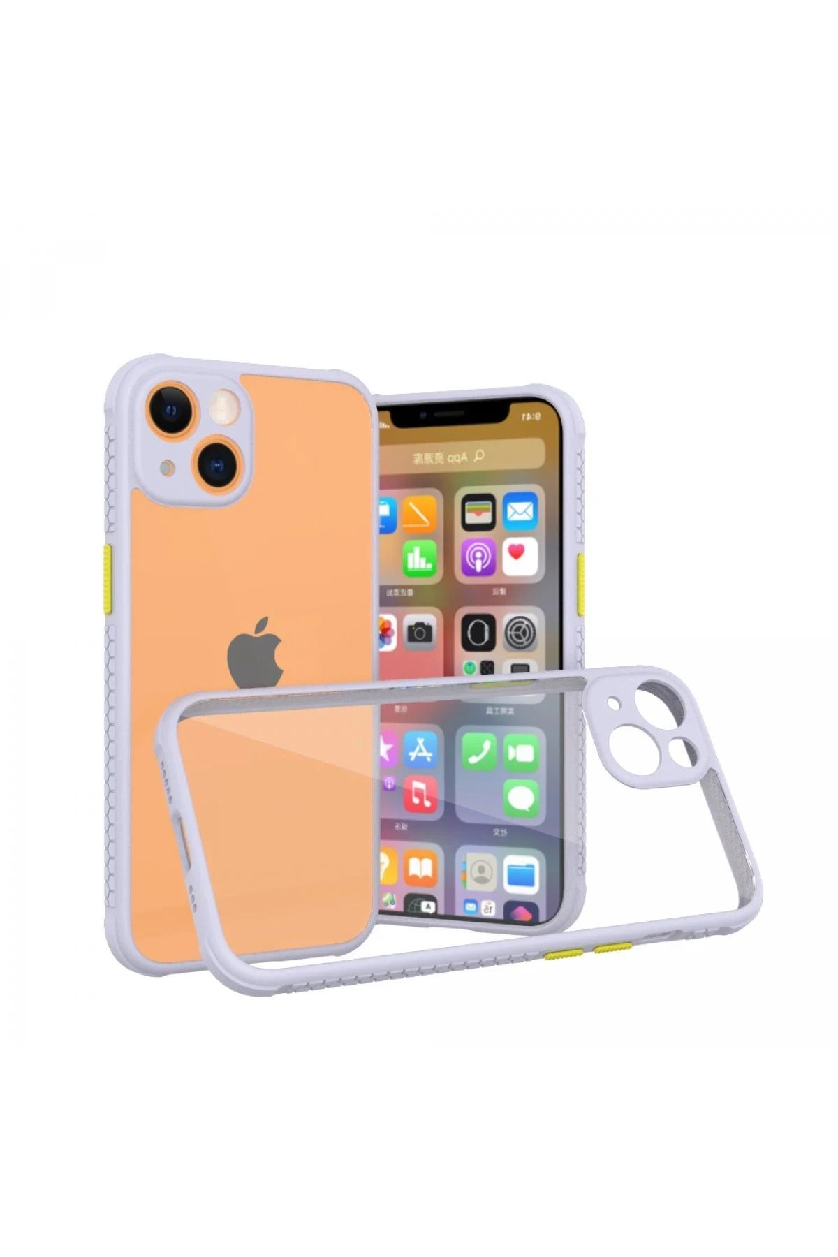 NewFace iPhone 13 Mini Kılıf Miami Şeffaf Silikon - Lila LZWDR
