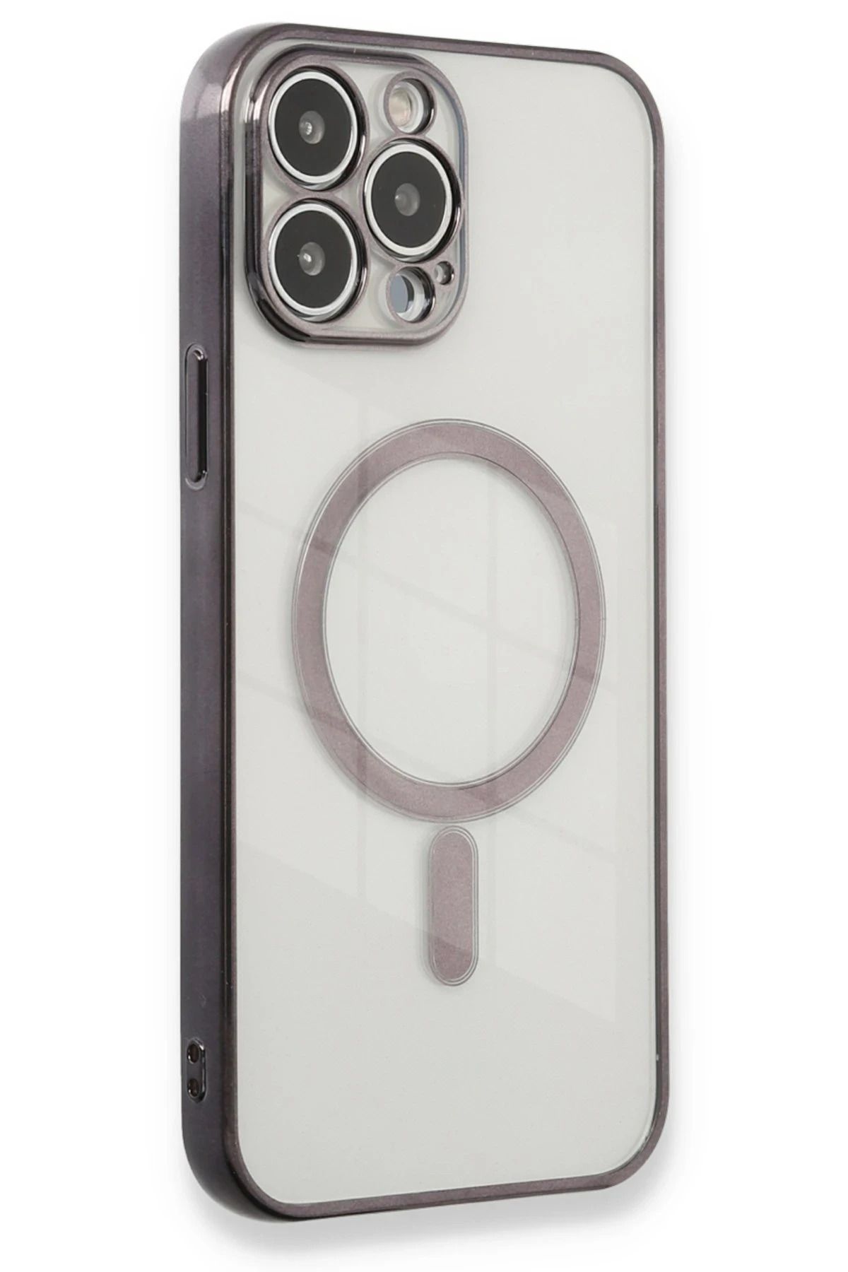 NewFace iPhone 13 Pro Max Kılıf Magneticsafe Lazer Silikon - Siyah JOJUA