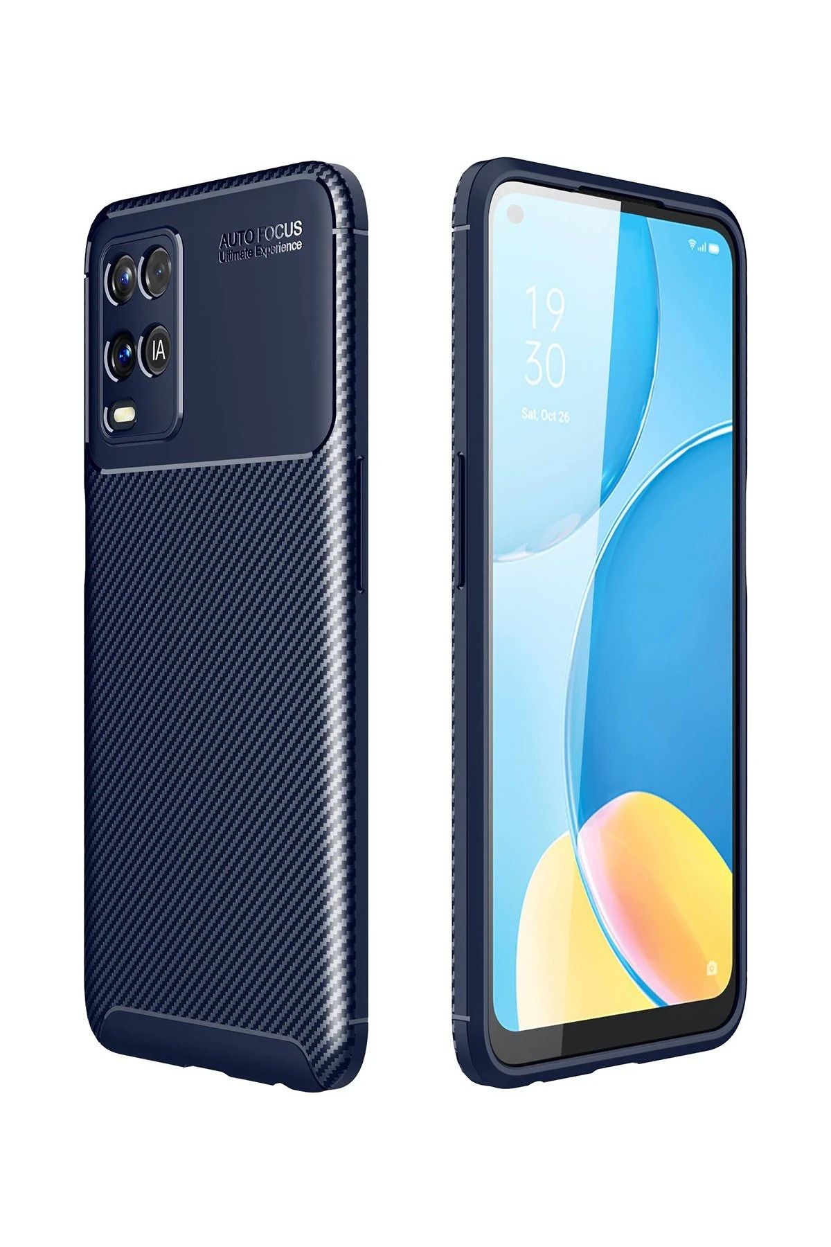 NewFace A54 4G Kılıf Auto Focus Karbon Kapak - Lacivert BSTMY