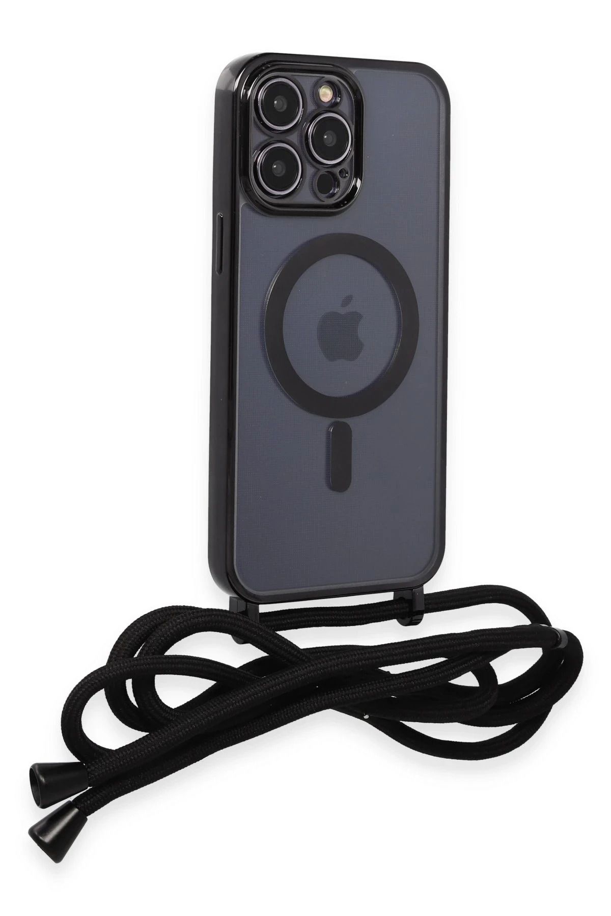 cepmoda iPhonE 14 PRO | DiVO Taşıma iP Askılı Lazer Magsafe Silikon Telefon Kılıfı | SİYAH