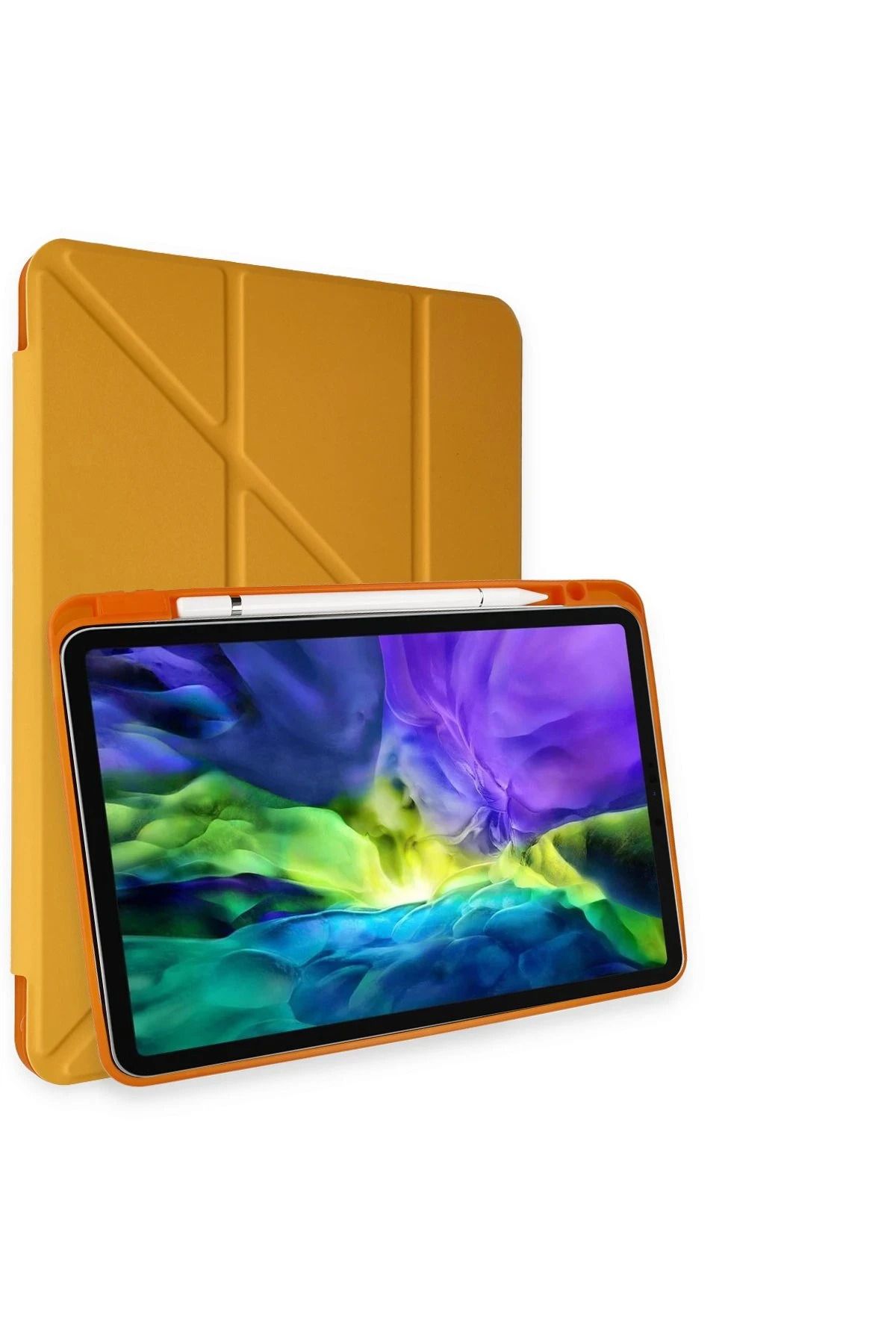 NewFace iPad Pro 11 (2018) Kılıf Kalemlikli Mars Tablet Kılıfı - Sarı INSLM