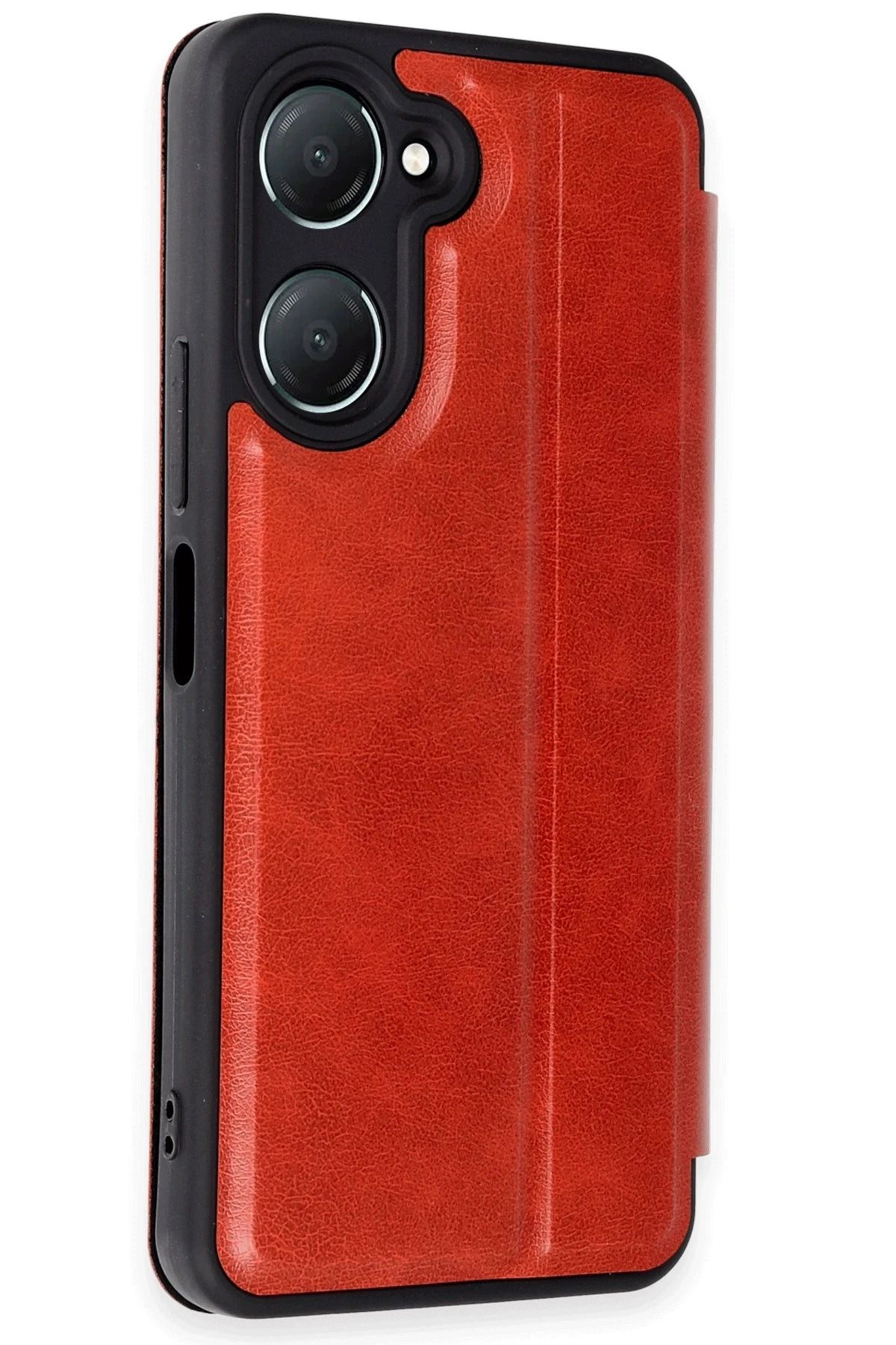 cepmoda vivo Y18 Kapaklı Telefon Kılıfı | Yerli Deri, Kartlıklı | KIRMIZI