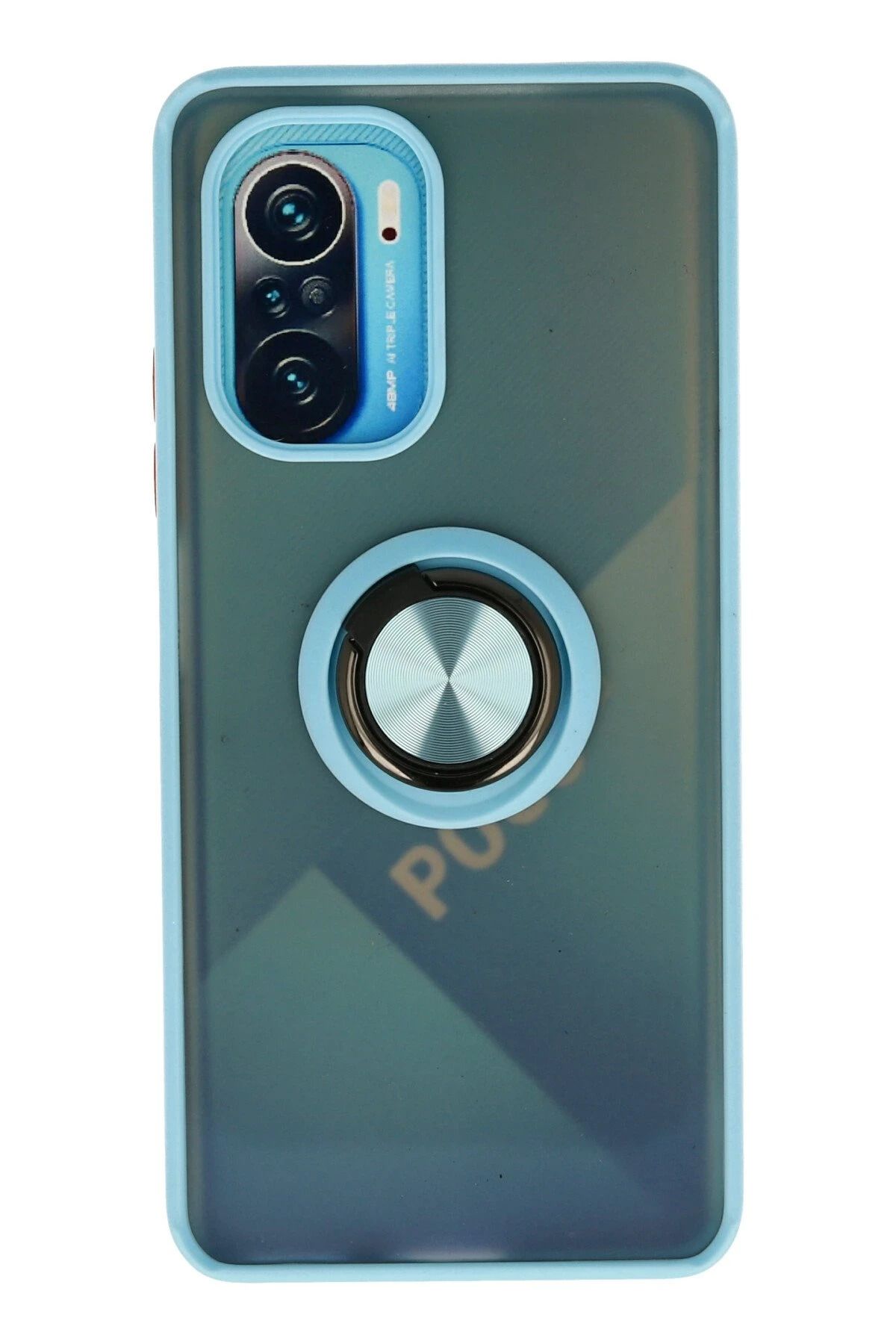 NewFace Xiaomi Redmi K40 Kılıf Montreal Yüzüklü Silikon Kapak - Buz Mavi JOJUA
