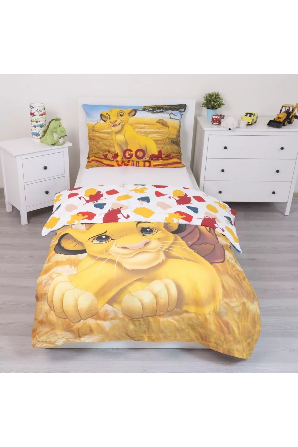 King Lion-2-piece bedding set, Duvet cover, 140x200 cm, pillowcase, 70x90 cm, Multicolor, The Lion King 3