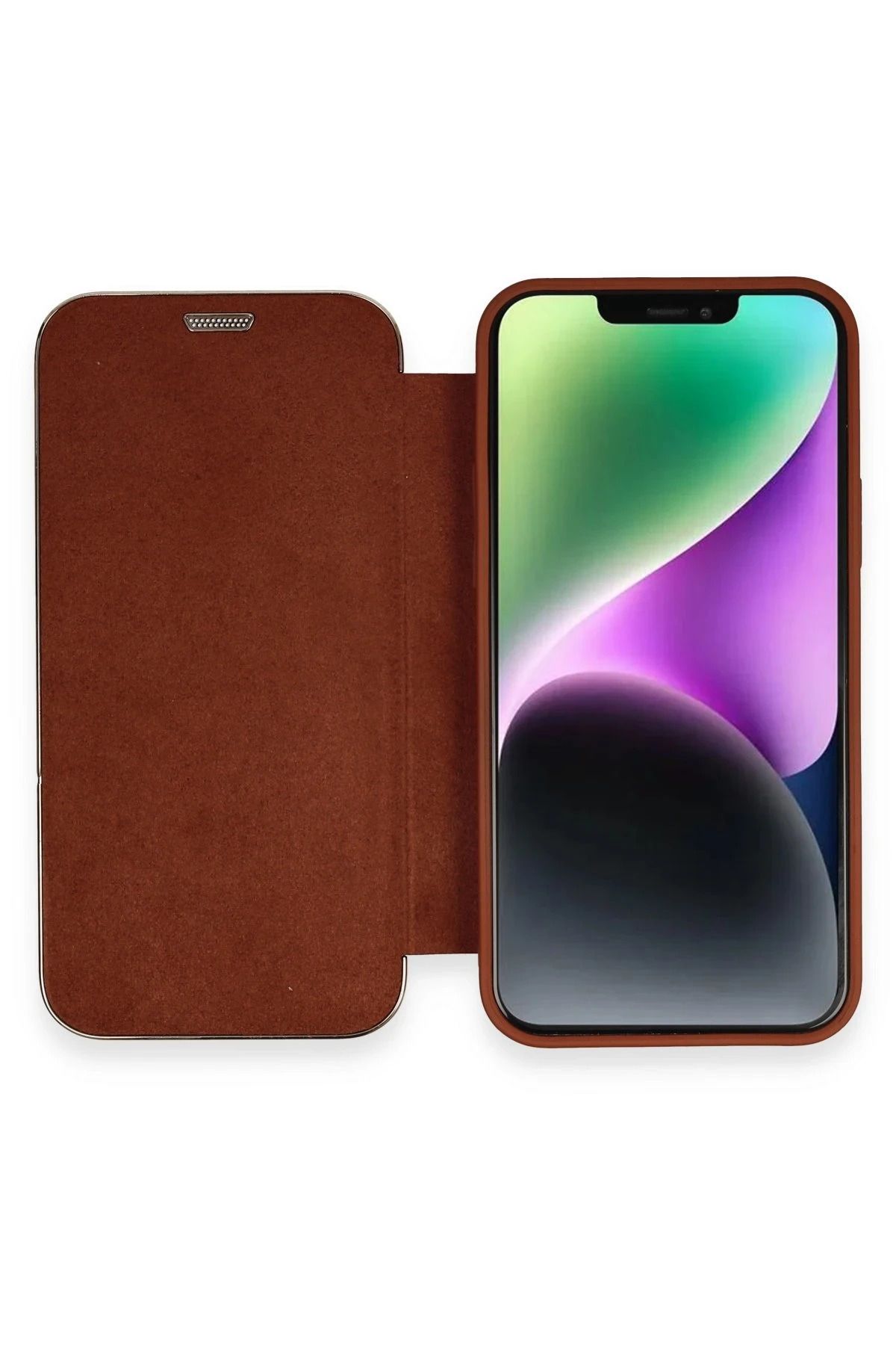 NewFace iPhone 11 Kılıf Dolpin Kapaklı - Kahverengi JOJUA